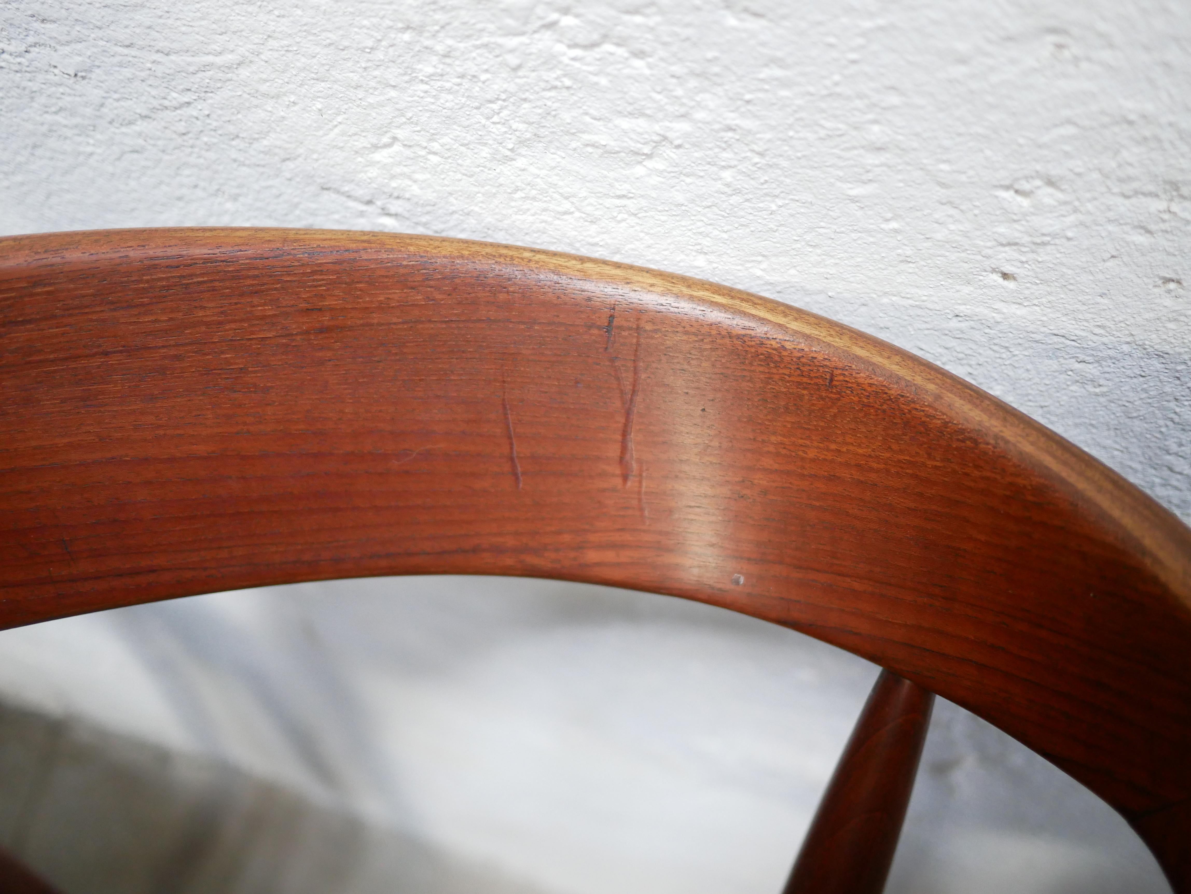 Imitation cuir Ensemble de 4 chaises scandinaves en teck de J. Andersen pour Uldum Mobelfabrik en vente
