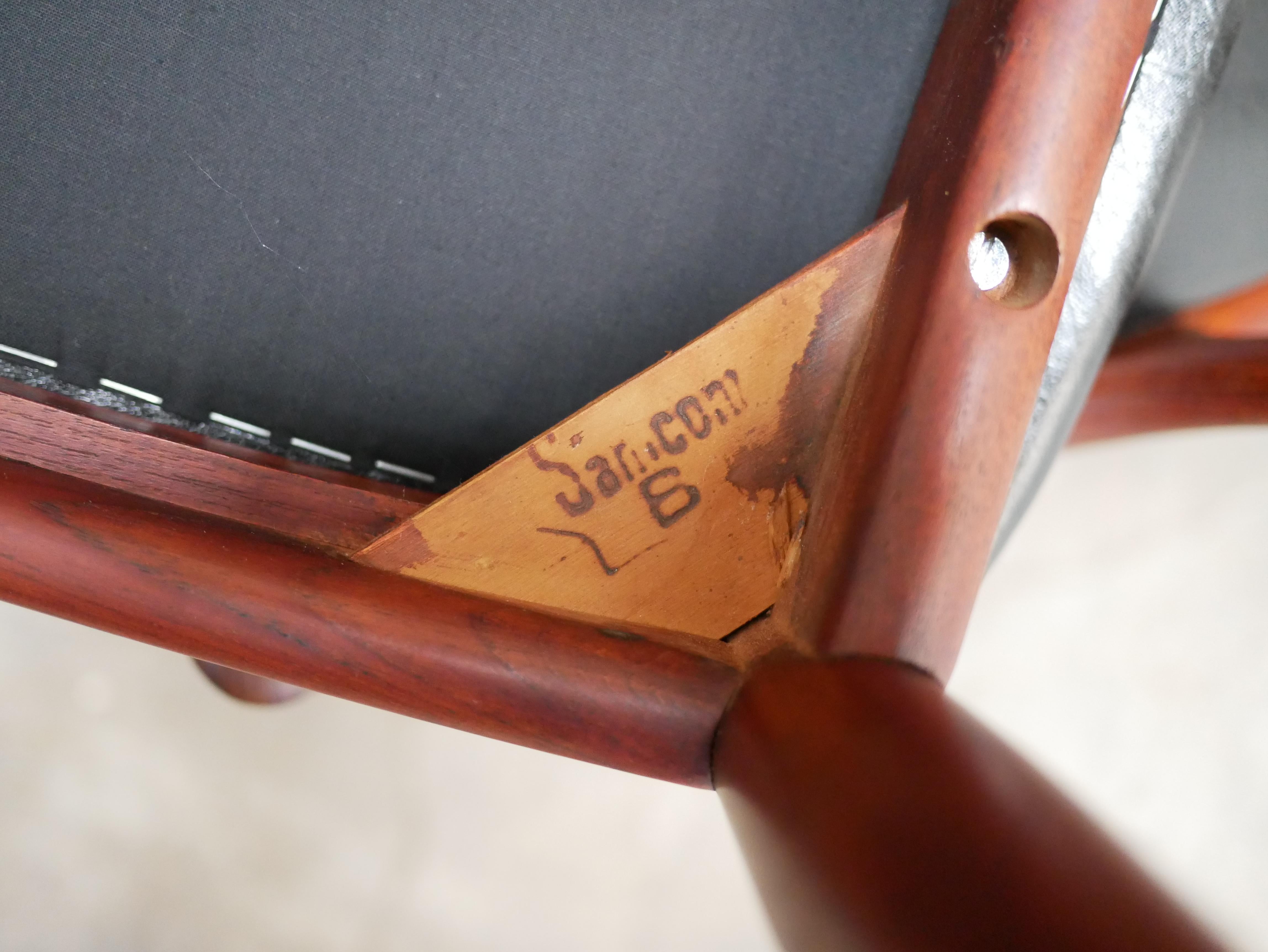 Faux Leather Set of 4 Scandinavian teak chairs by J. Andersen for Uldum Mobelfabrik For Sale