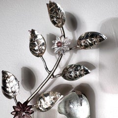 Set of 4 Sconces with Birds Motif and Amethyst Crystals, Sold Per Pair