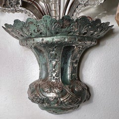 Set di 4 lampade con fiori e foglie di cristallo, vendute in coppia