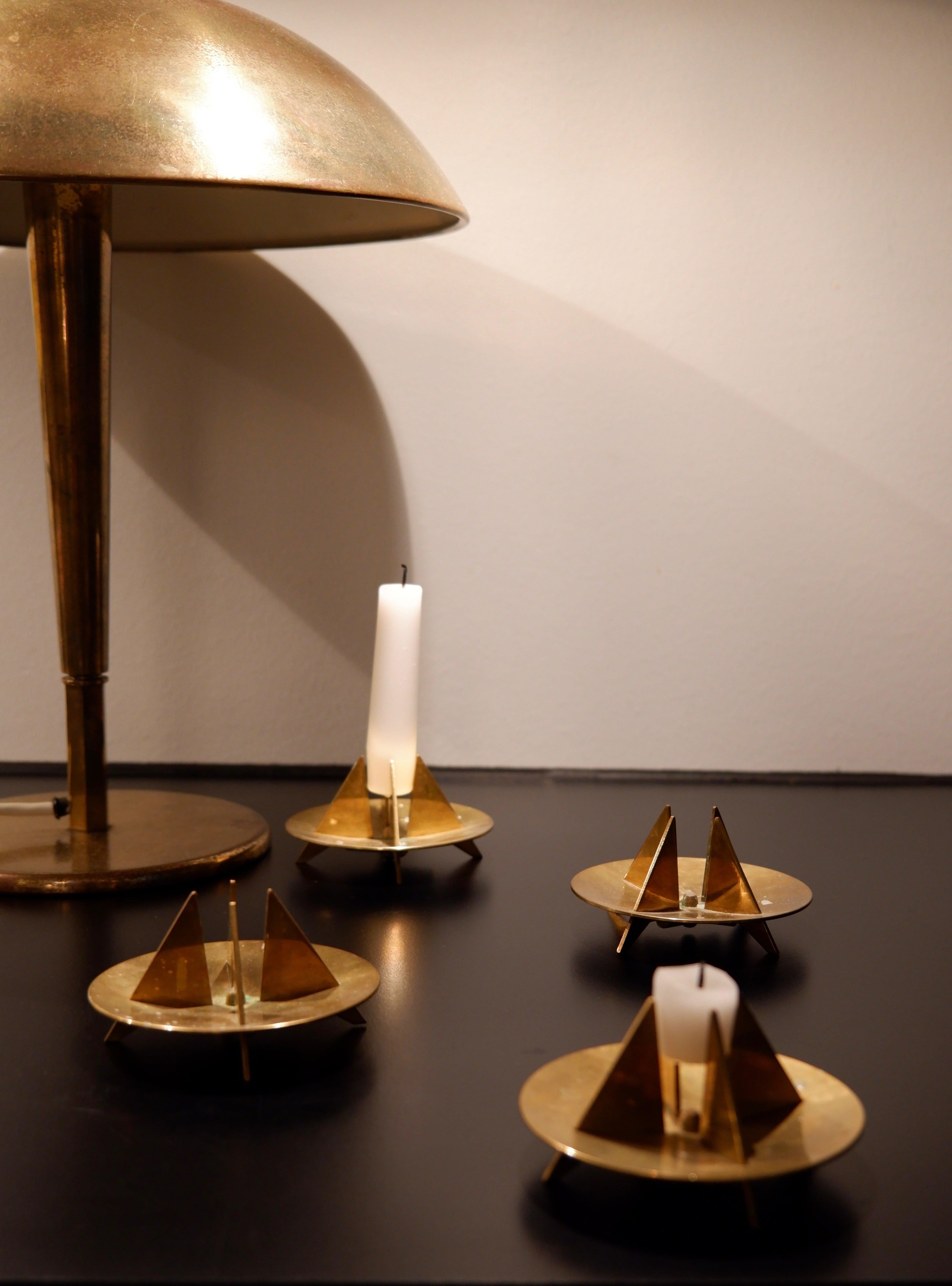 Set of 4 Sculptural Candleholders N 20 by Pierre Forssell for Skultuna 1960 In Good Condition For Sale In Hägersten-Liljeholmen, Stockholms län