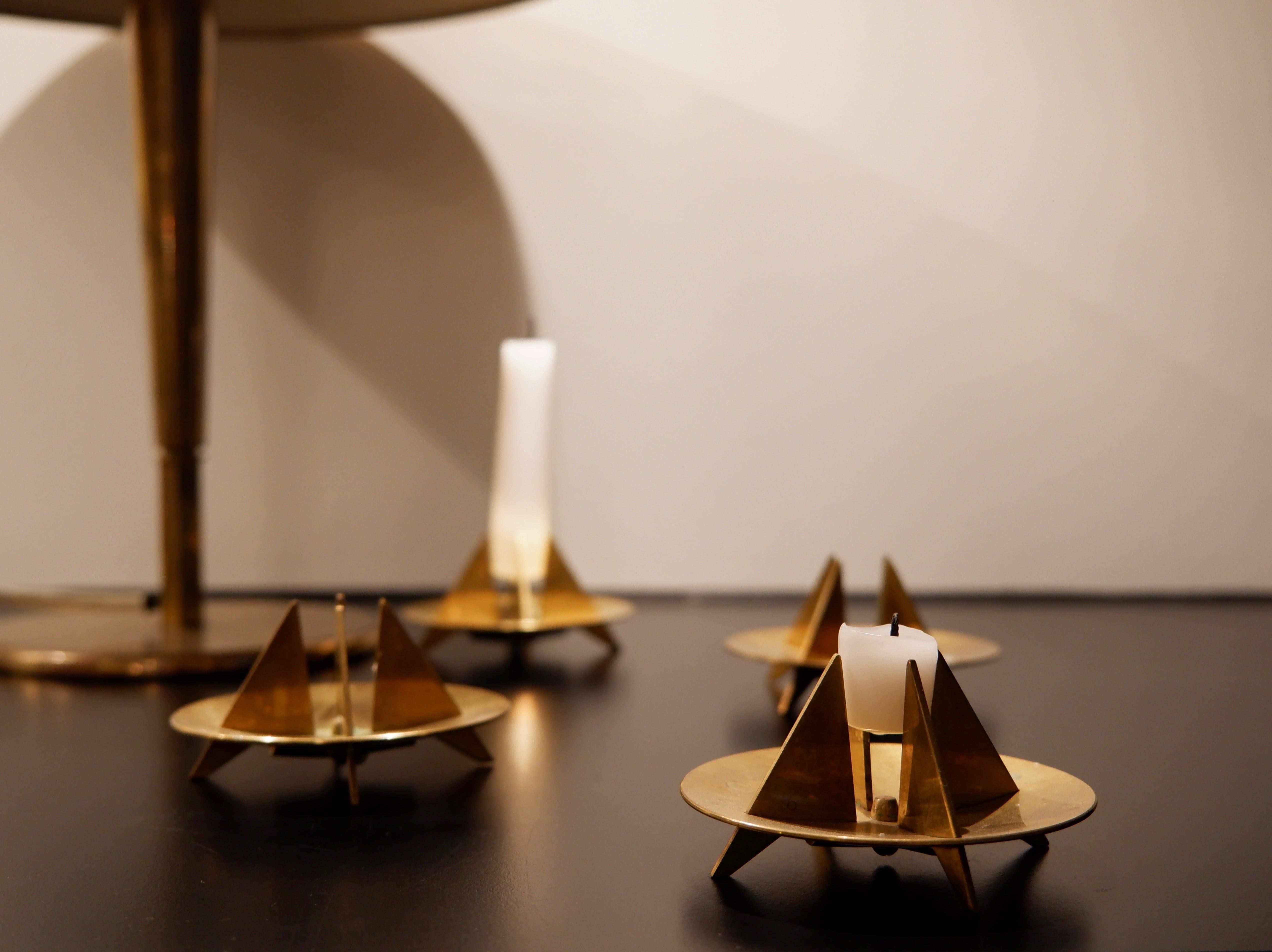 Mid-20th Century Set of 4 Sculptural Candleholders N 20 by Pierre Forssell for Skultuna 1960 For Sale