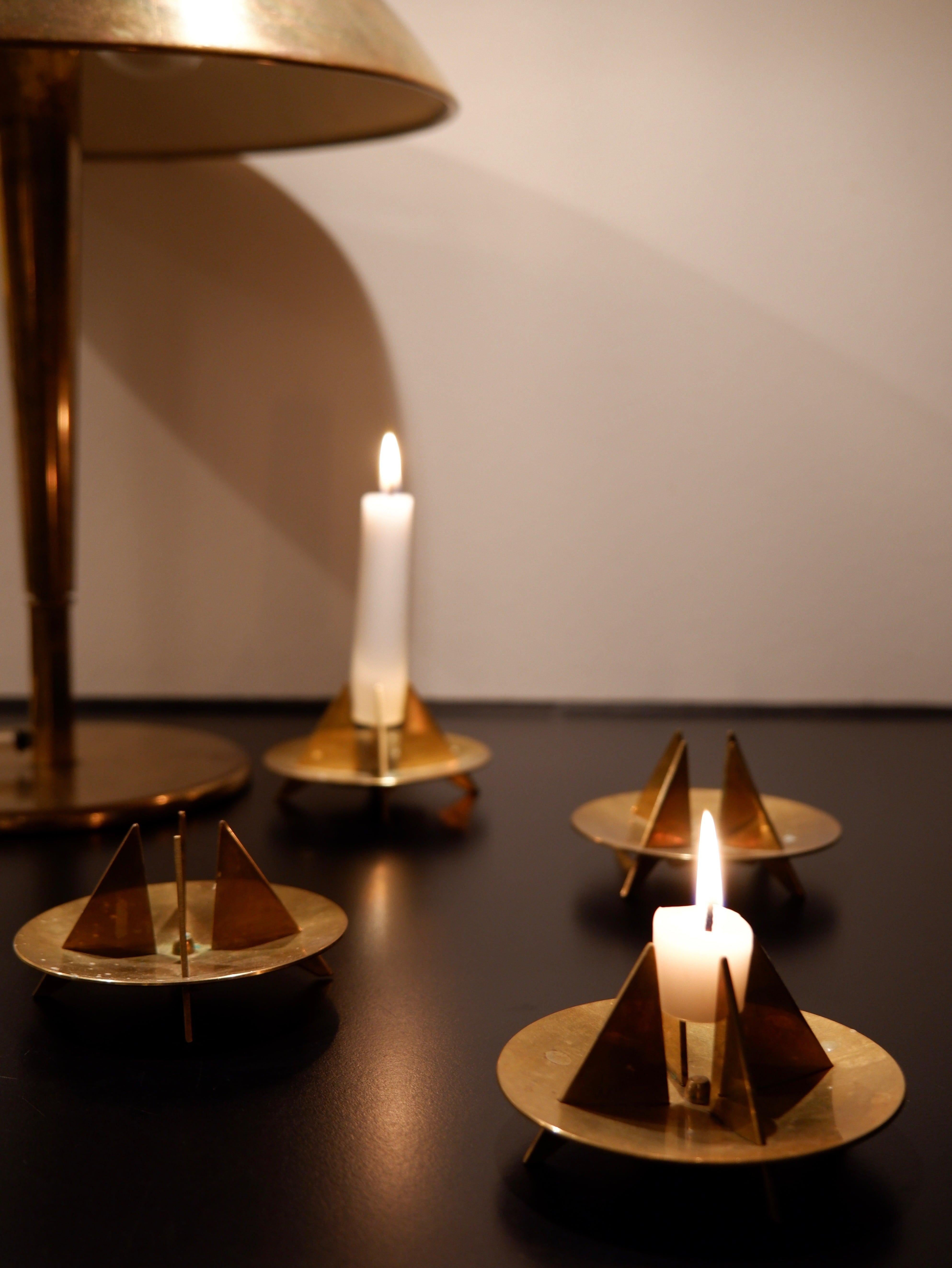 Set of 4 Sculptural Candleholders N 20 by Pierre Forssell for Skultuna 1960 For Sale 1