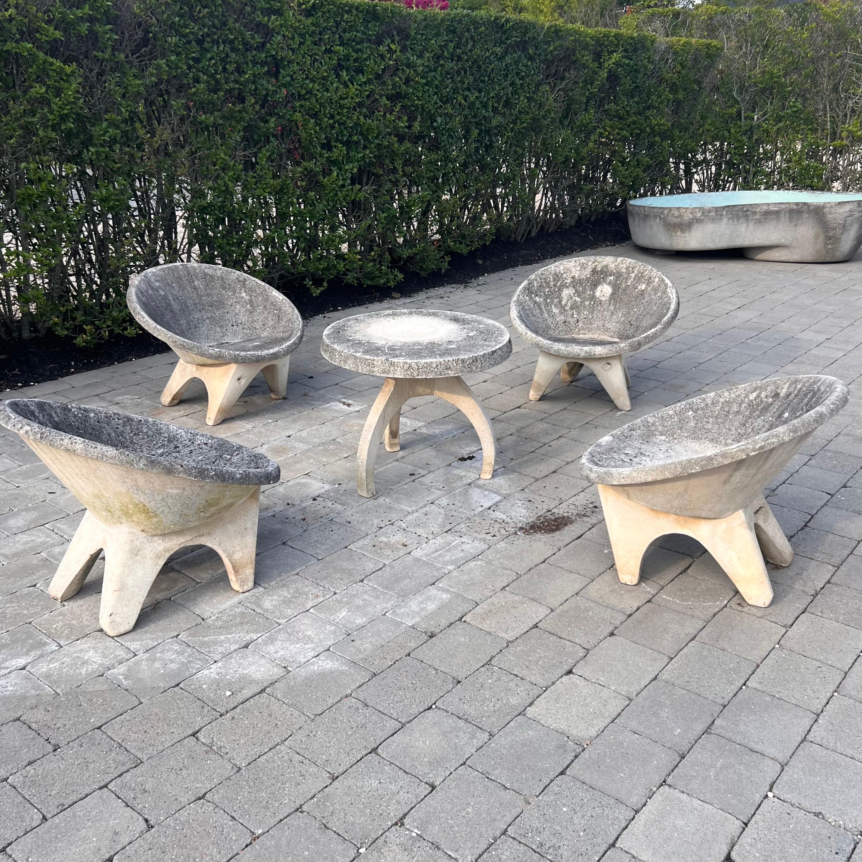 Set of 4 Sculptural Concrete Chairs and Table, 1960s Belgium For Sale 4