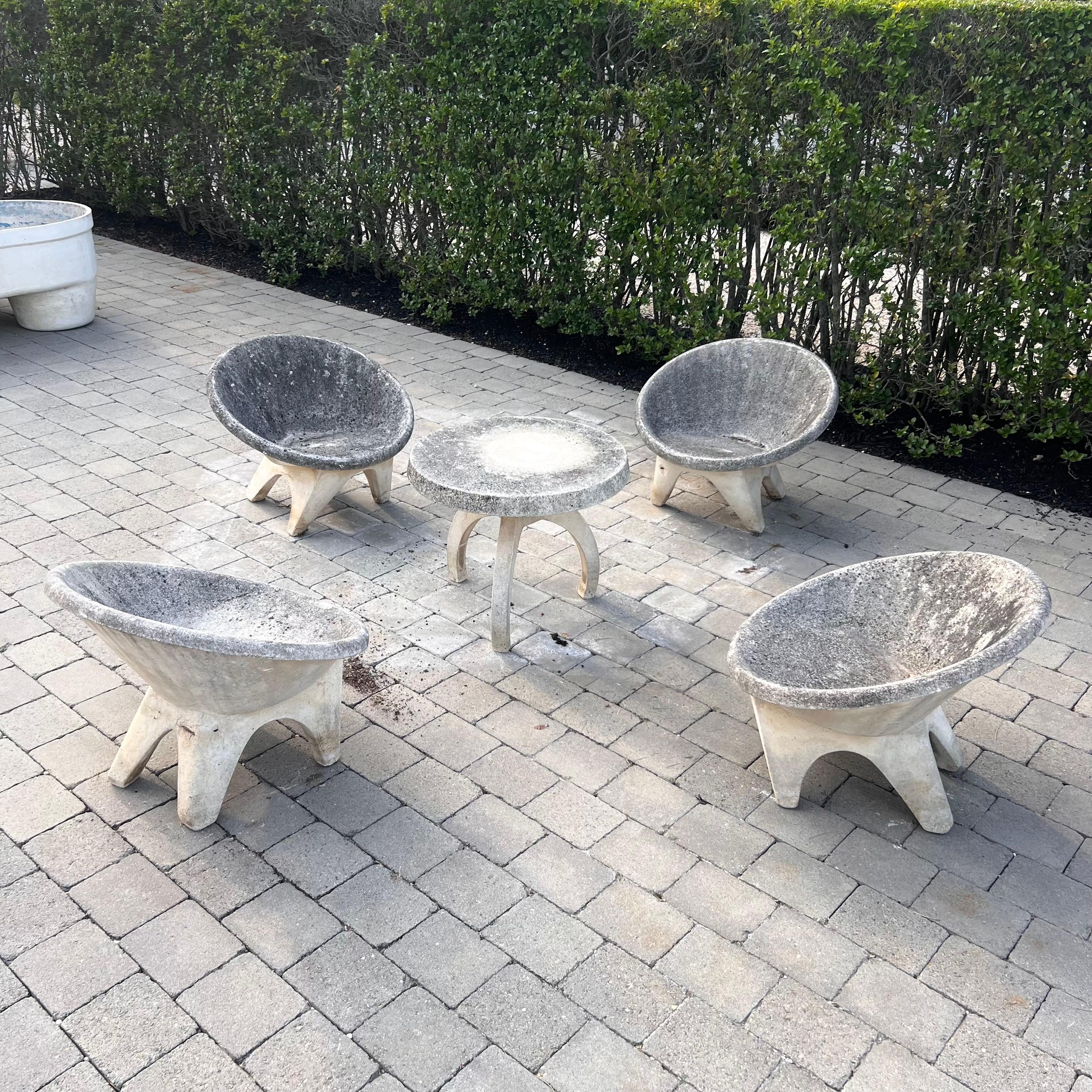Set of 4 Sculptural Concrete Chairs and Table, 1960s Belgium For Sale 6