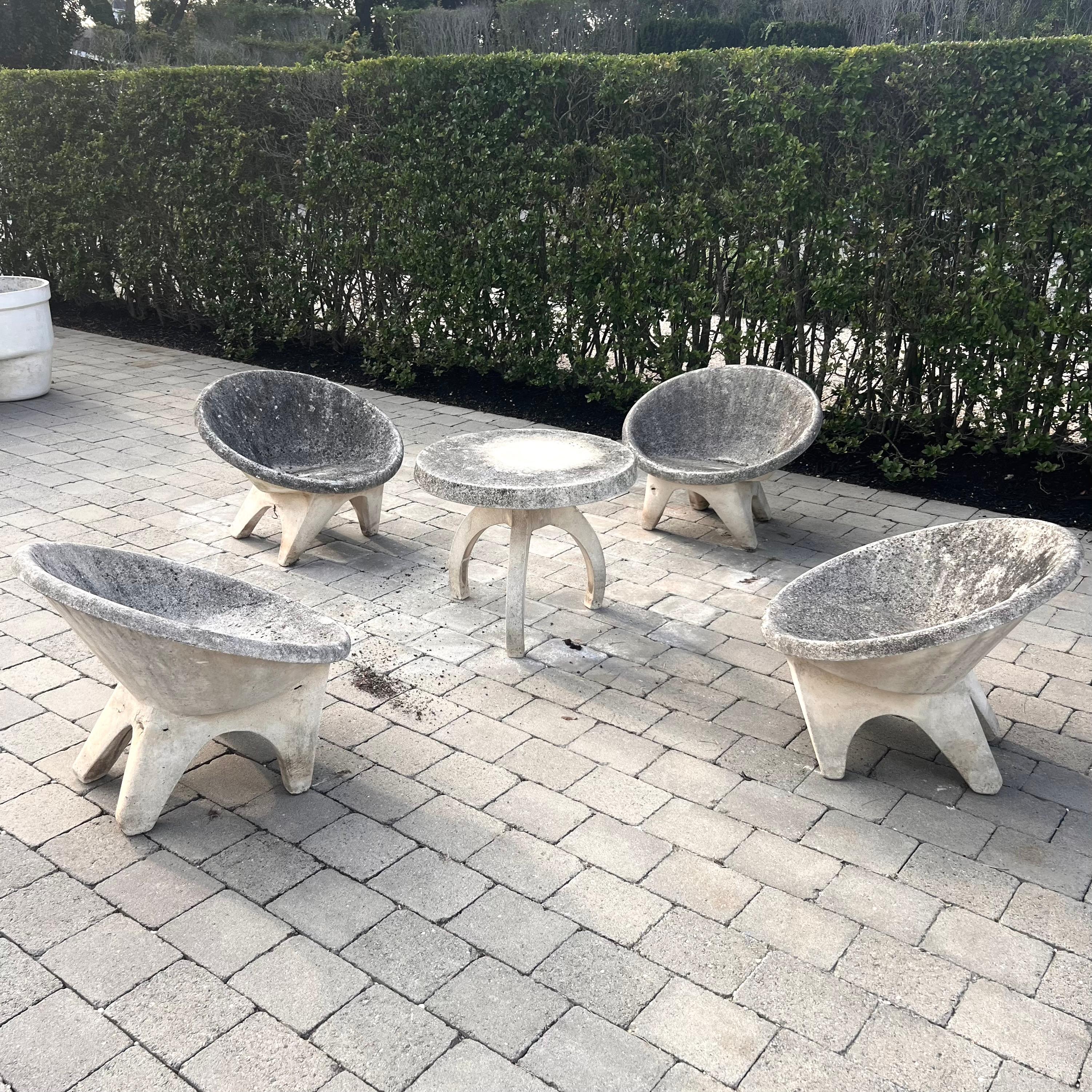 Set of 4 Sculptural Concrete Chairs and Table, 1960s Belgium For Sale 7