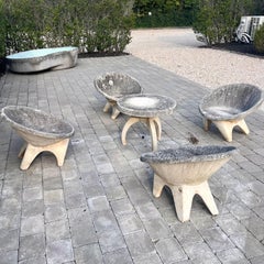Set of 4 Sculptural Concrete Chairs and Table, 1960s Belgium