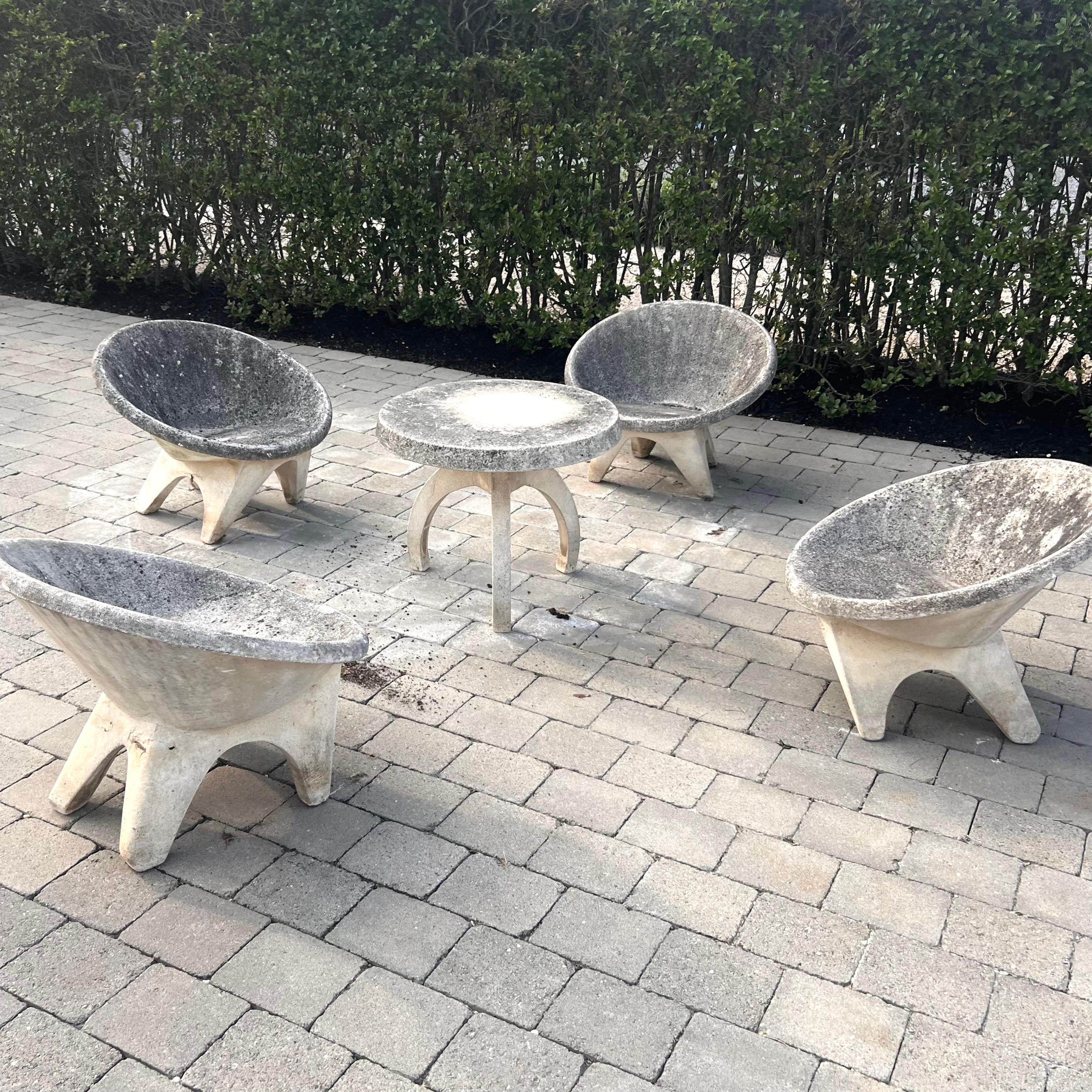 Set of 4 Sculptural Concrete Chairs and Table, 1960s Belgium In Good Condition For Sale In Los Angeles, CA