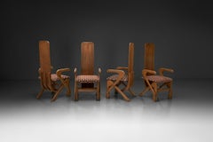 Set of 4 Sculptural High Back Dining Chairs, Europe 1980s