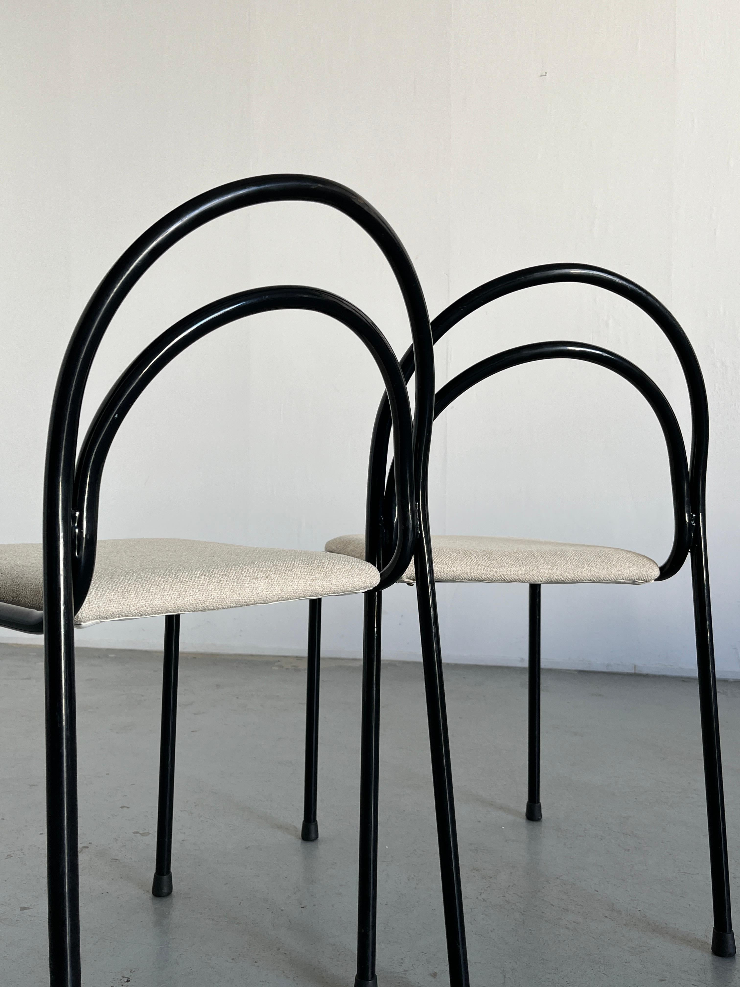 Set of 4 Sculptural Minimalist Stackable Dining Chairs, 1980s Italy 2