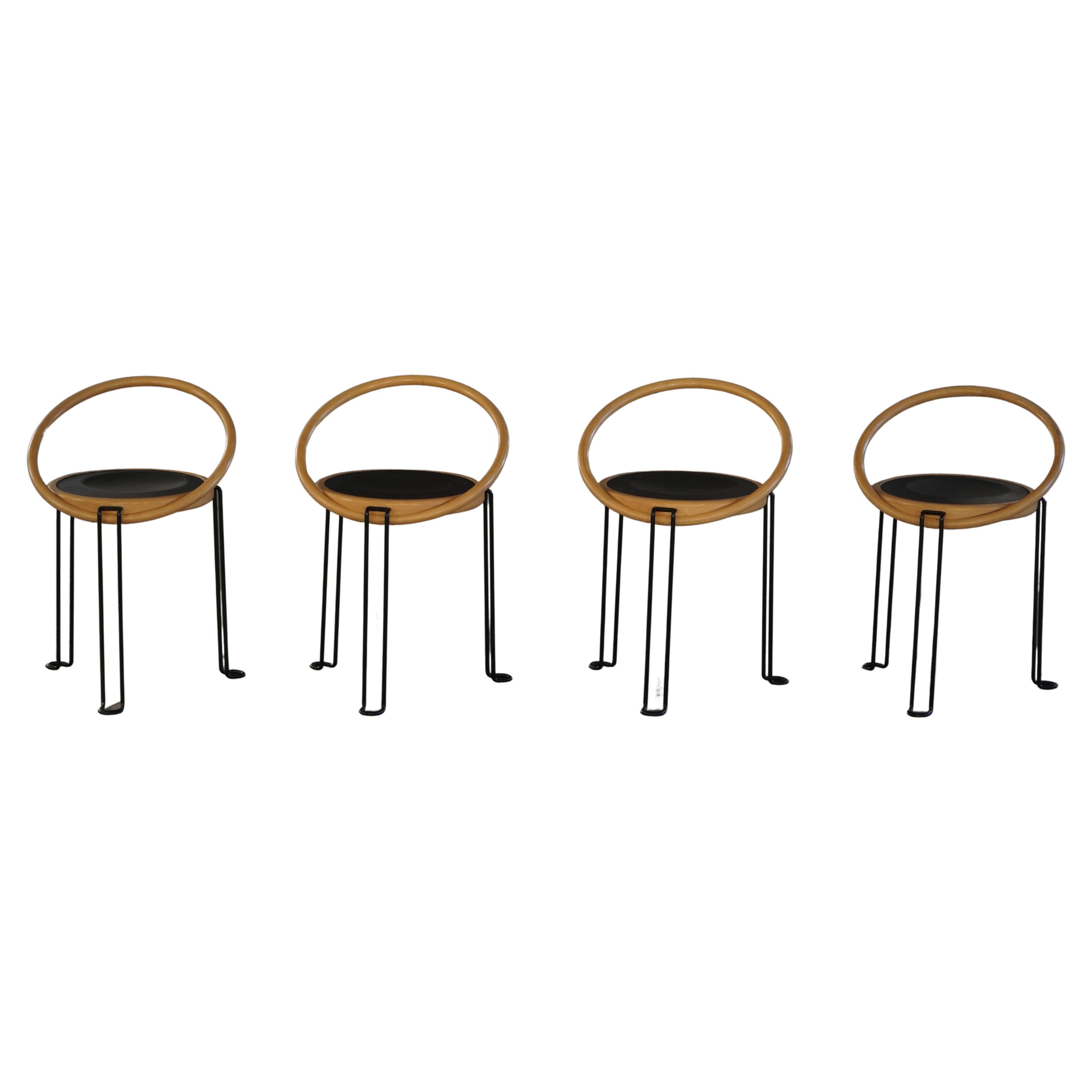 Set of 4 Sculptural “Oblado” Dining Chairs by Børge Lindau, Swedish Modern, 1980