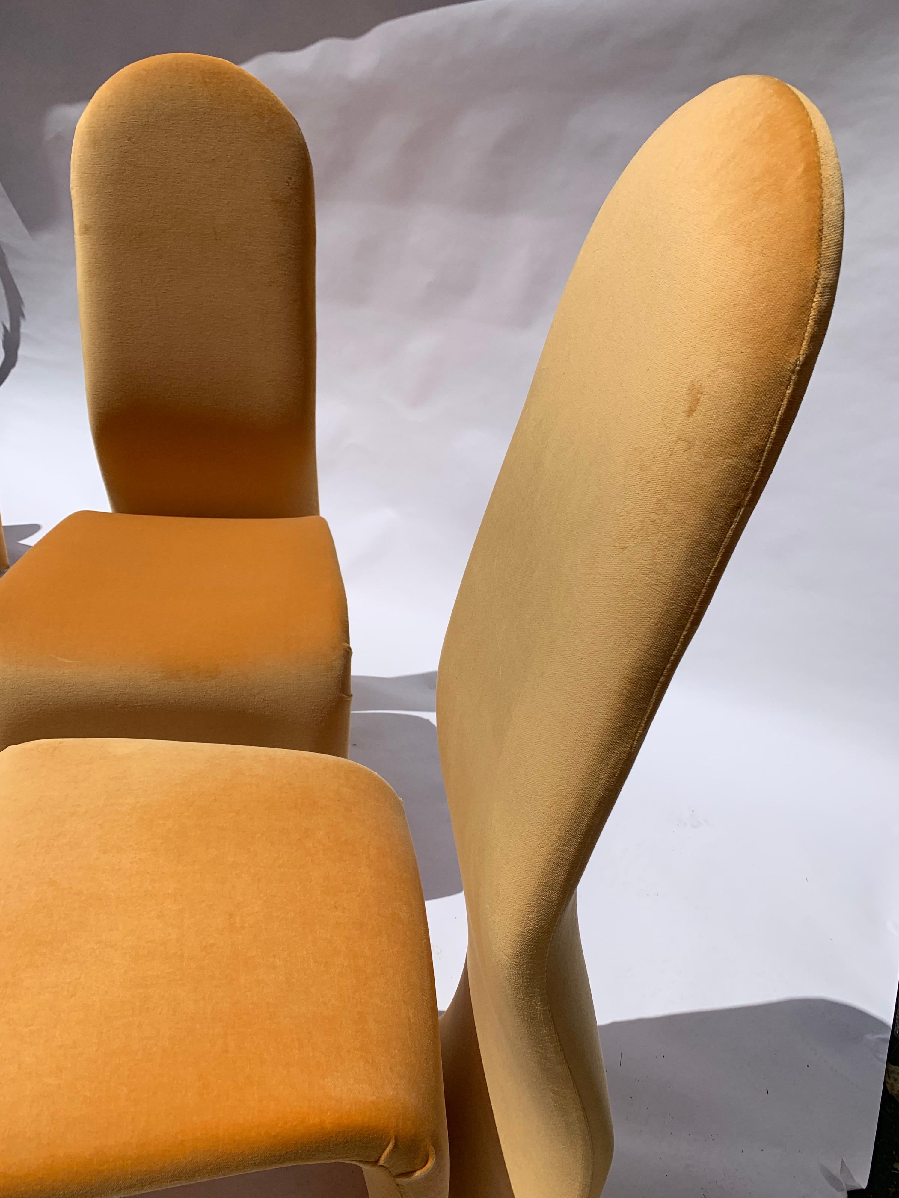 Mid-Century Modern Set of 4 Sculptural “Ribbon” Dining Chairs in the Style of Olivier Mourgue