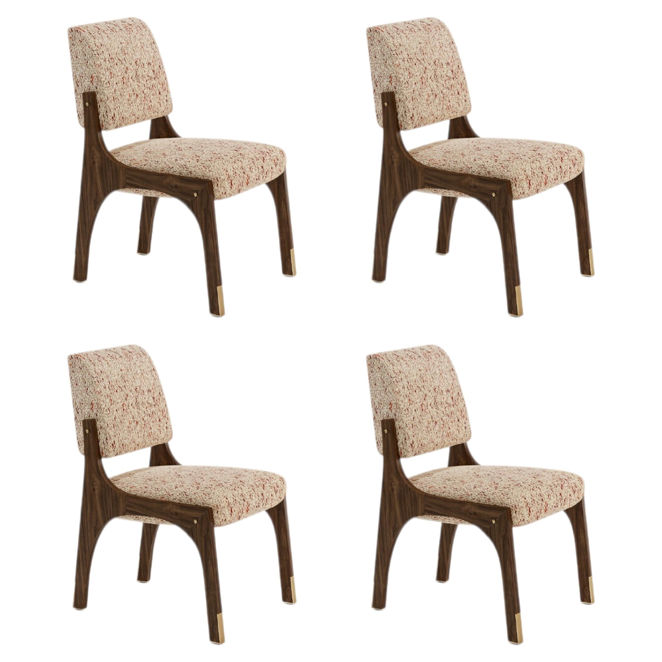 Set of 4 sculptural walnut armless Arches II dining chairs by InsidherLand For Sale