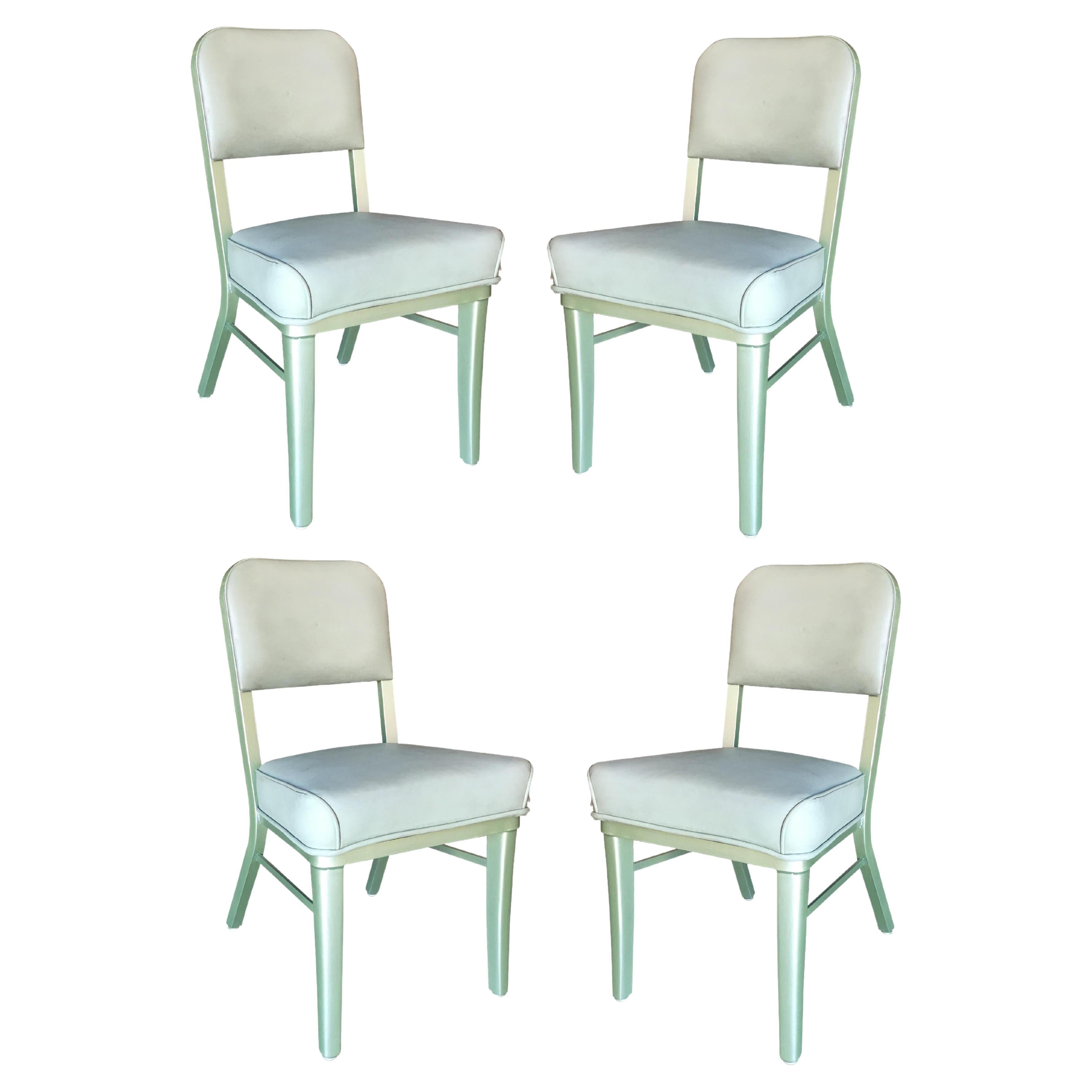 Set of 4 Seafoam Green Model 233 Steelcase Industrial Tanker Chairs