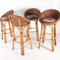 Set of 4 seagrass bar stools