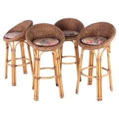 Set of 4 seagrass bar stools