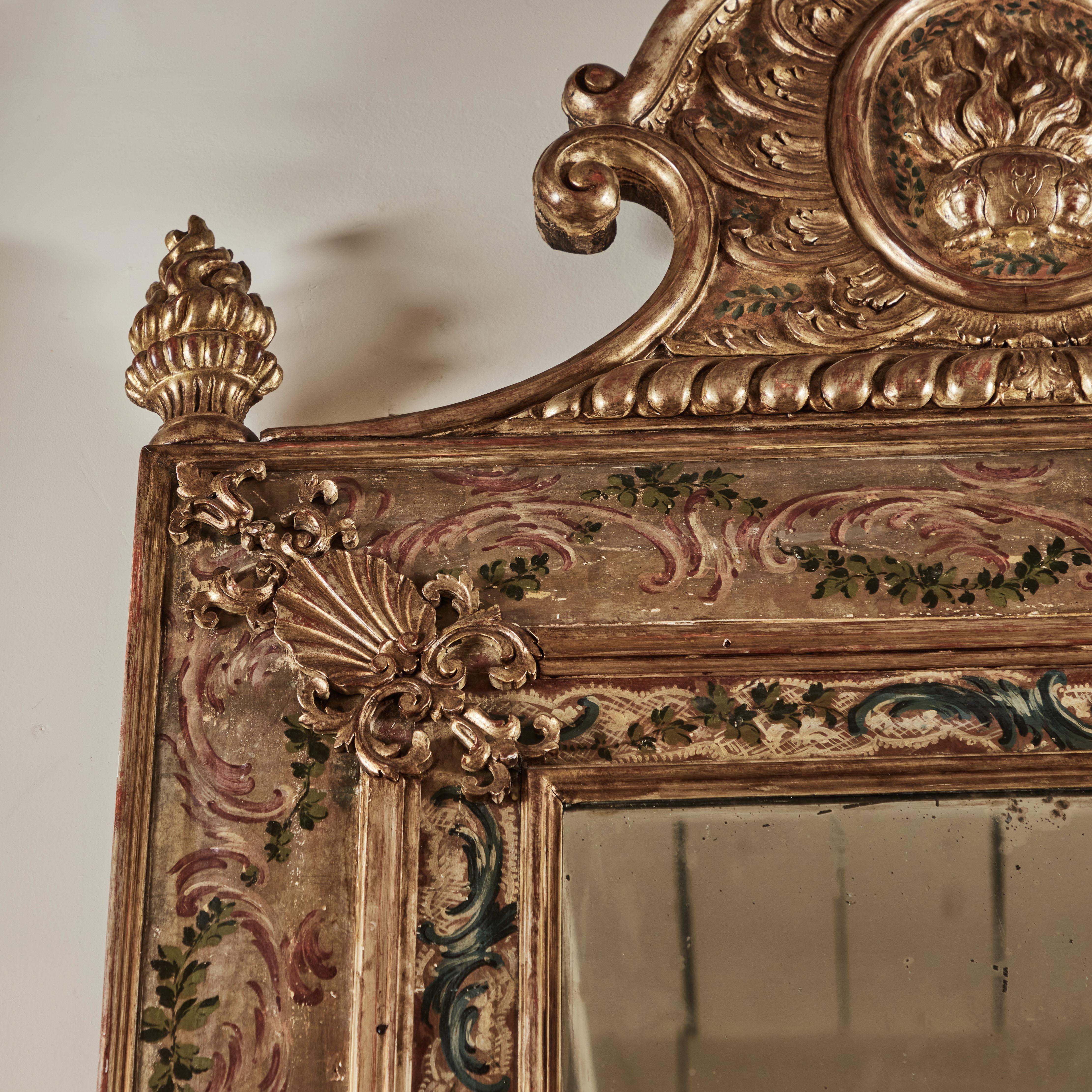 Neoclassical Set of 4 Season's Gilded and Painted Mirrors.    Sold Seperately For Sale