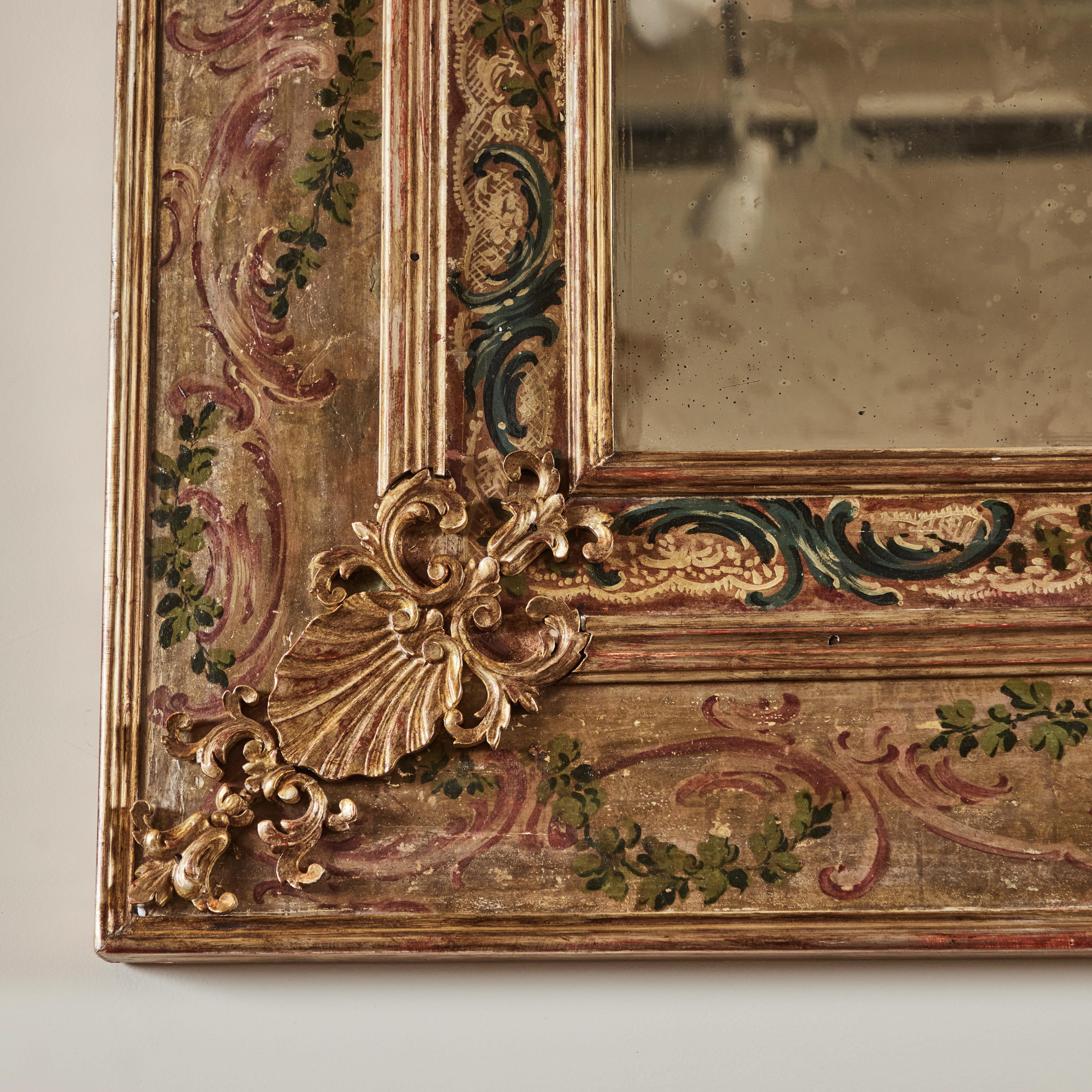 Hand-Carved Set of 4 Season's Gilded and Painted Mirrors.    Sold Seperately For Sale