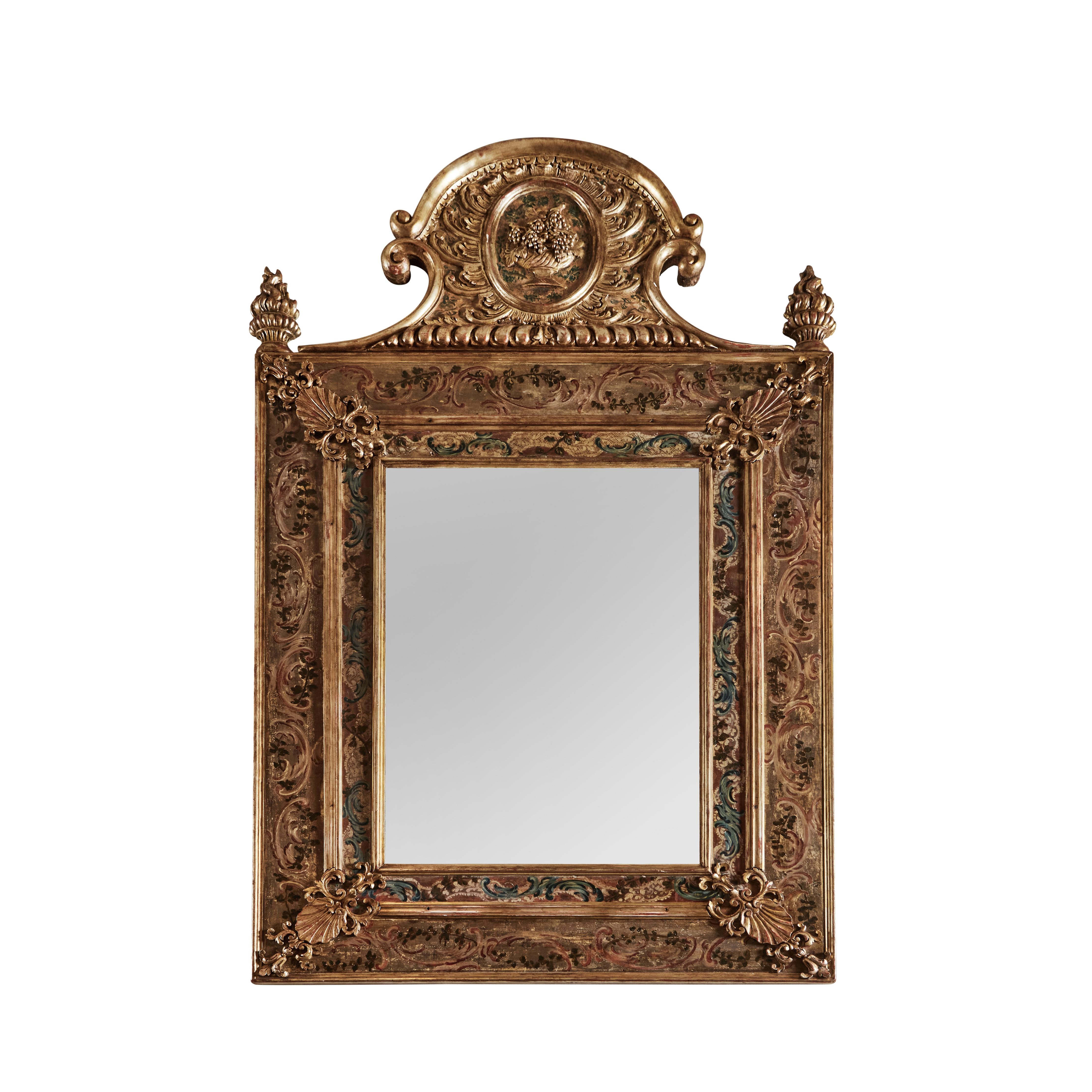 19th Century Set of 4 Season's Gilded and Painted Mirrors.    Sold Seperately For Sale