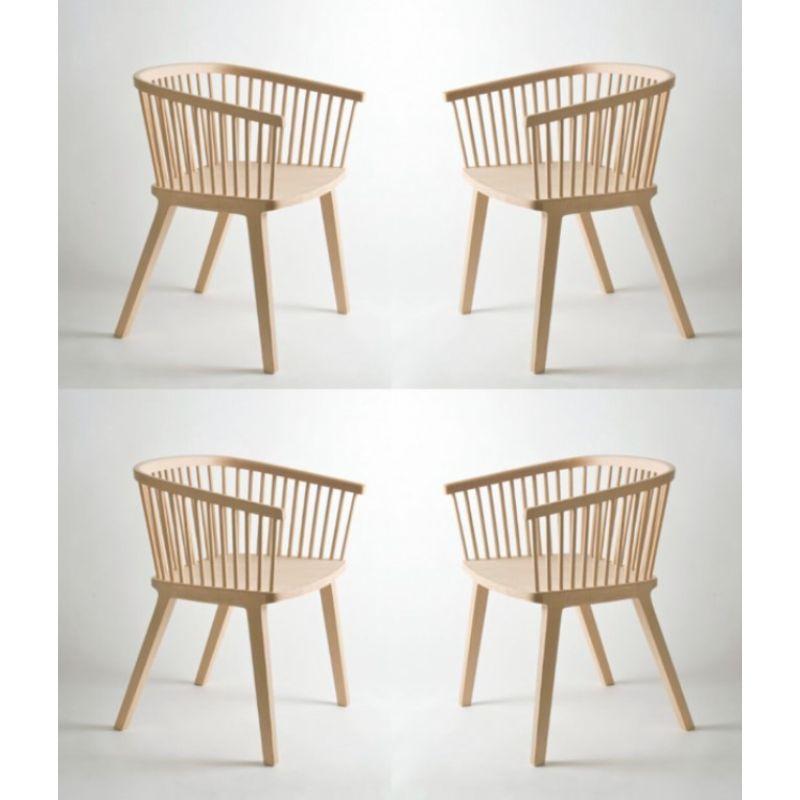 Set of 4, Secreto little armchair - natural beech by Colé Italia with Lorenz Kaz
Dimensions: H 76, D 52, W 57, cm
Materials: Solid beech wood natural or lacquered finishing

Also available: Secreto little armchair black matt lacquer, white matt