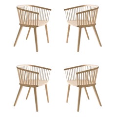 Lot de 4, Fauteuil Secreto Little, Hêtre naturel par Colé Italia