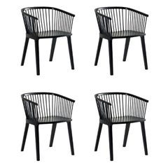 Set di 4 poltroncine Secreto, laccato nero opaco di Colé Italia