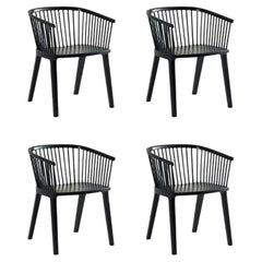 Set of 4, Secreto Little Armchairs, Black Matt Lacquer by Colé Italia