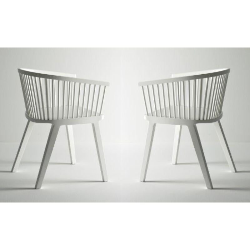 Modern Set of 4, Secreto Little Armchairs, White Matt Lacquer by Colé Italia For Sale