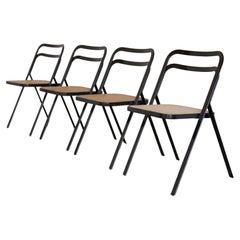 Set of 4 Sedie Pieghvoli for Cidue Laquered Metal Folding Chairs