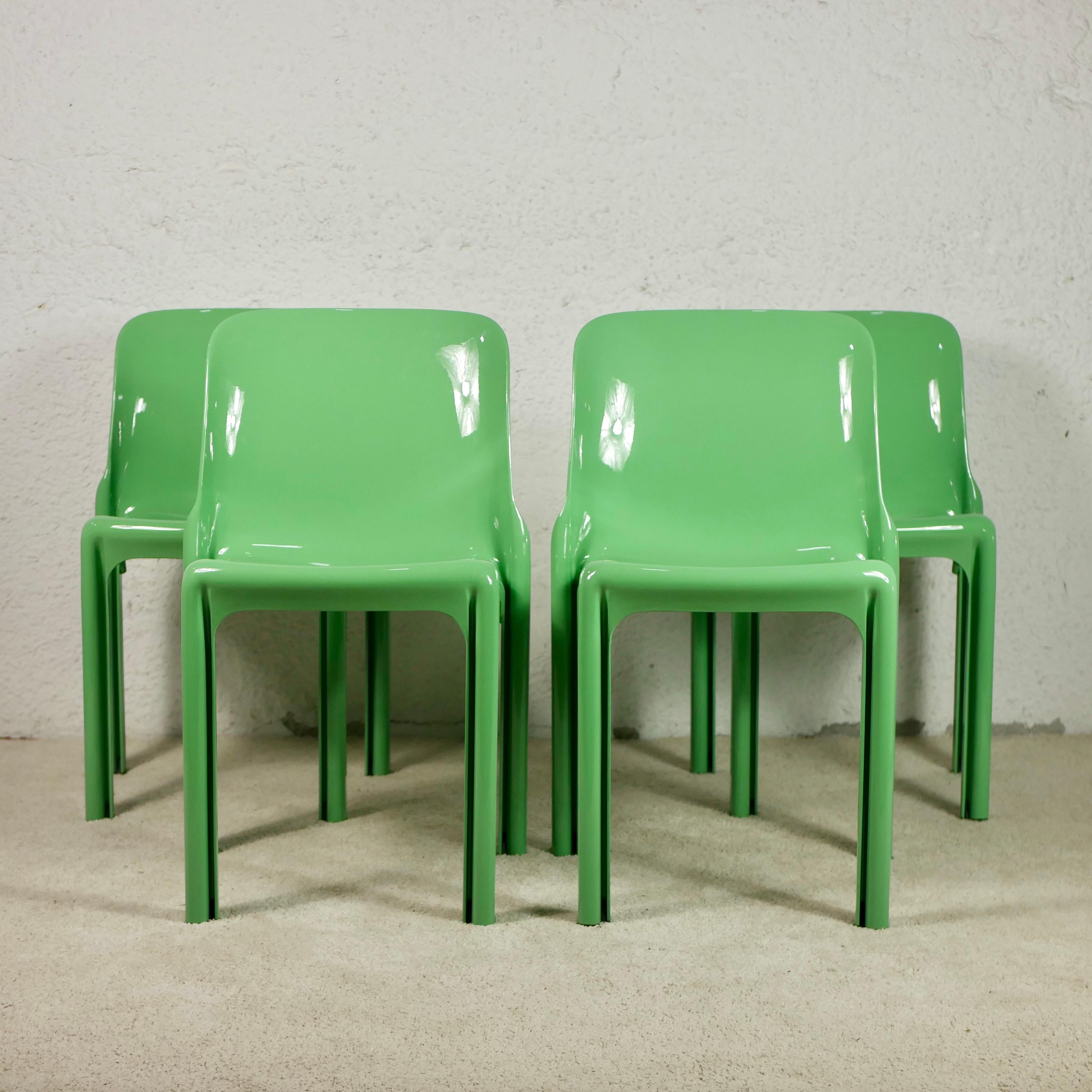 Late 20th Century Set of 4 Selene Chairs by Vico Magistretti for Artemide