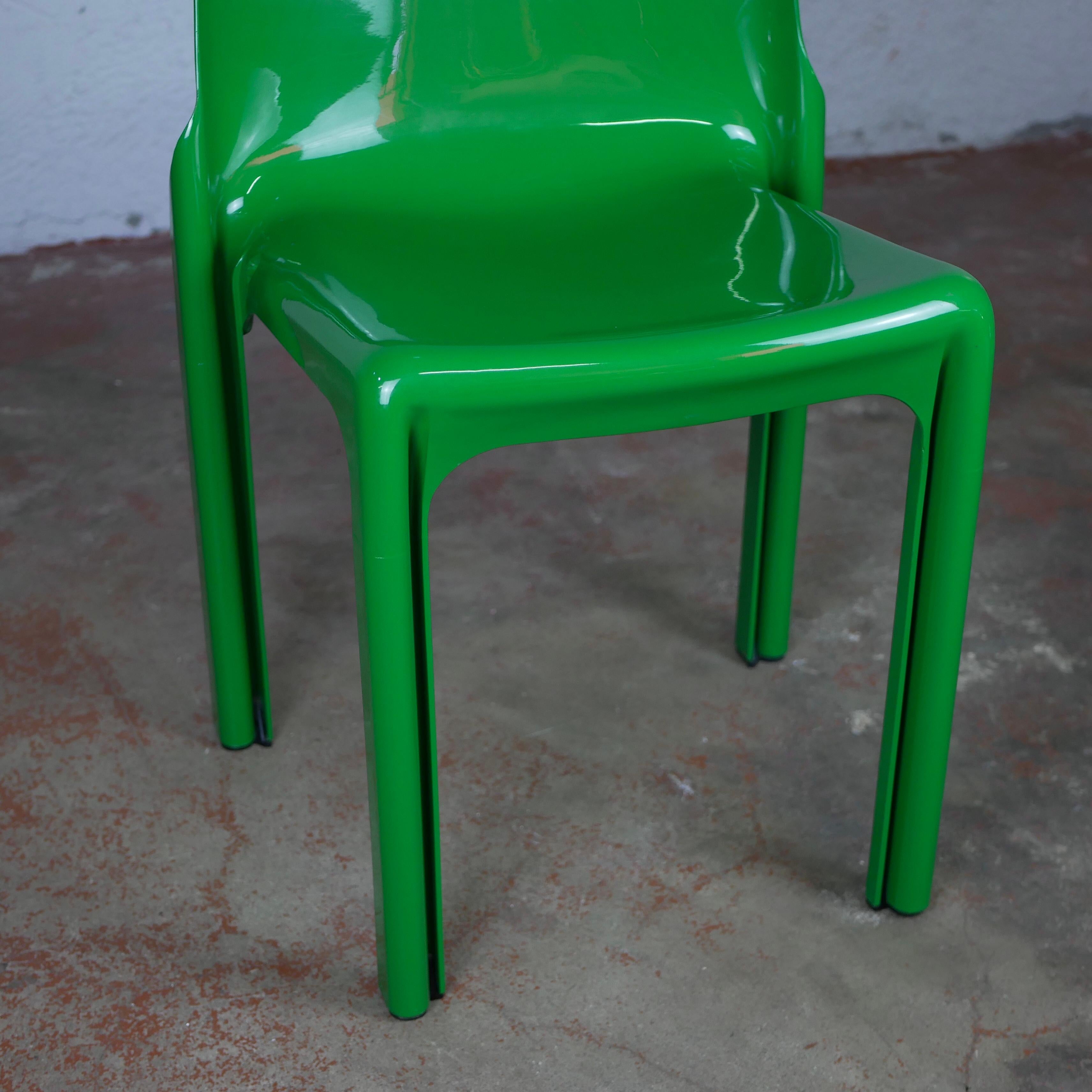 Set of 4 Selene Green Chairs by Vico Magistretti for Artemide 6