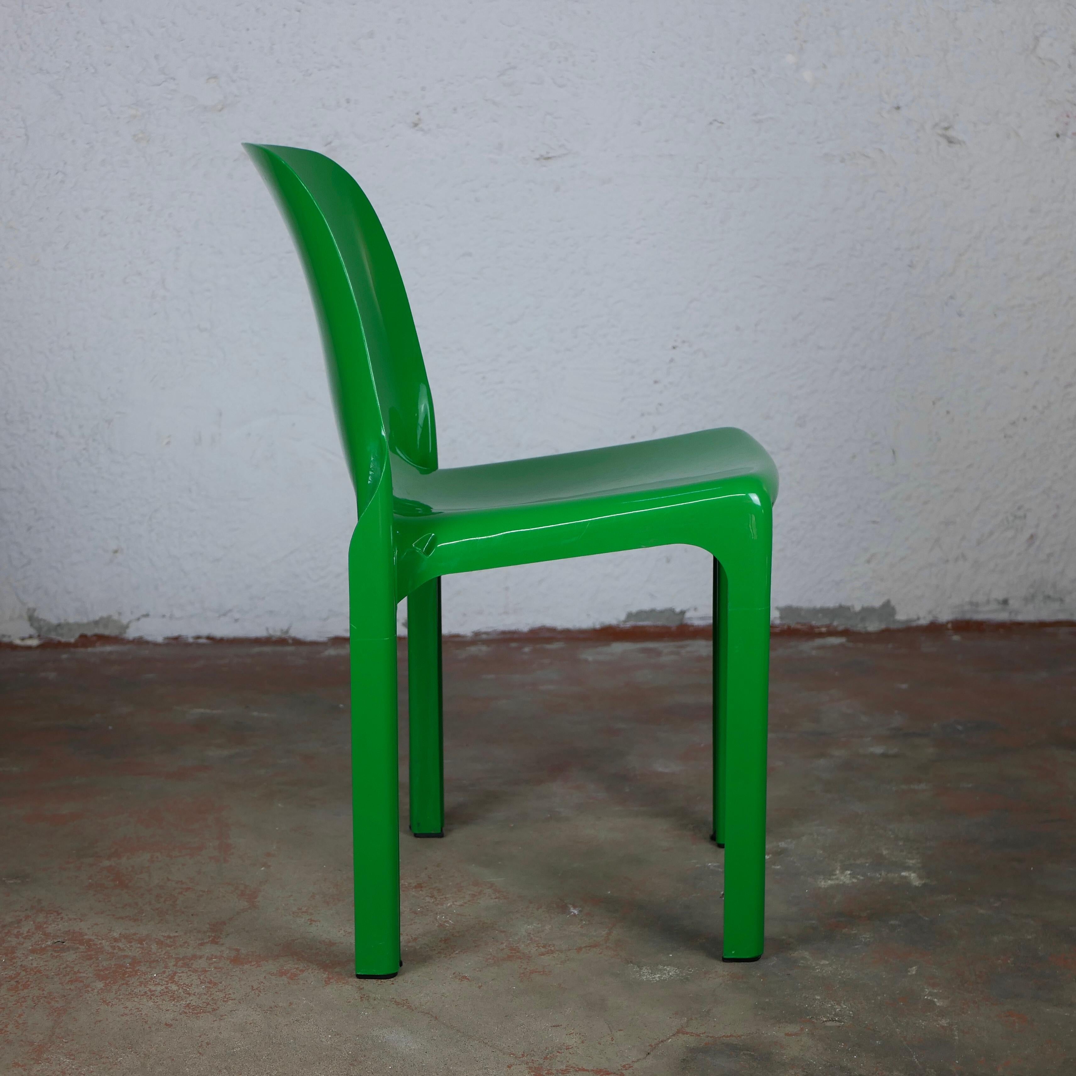 Set of 4 Selene Green Chairs by Vico Magistretti for Artemide 7