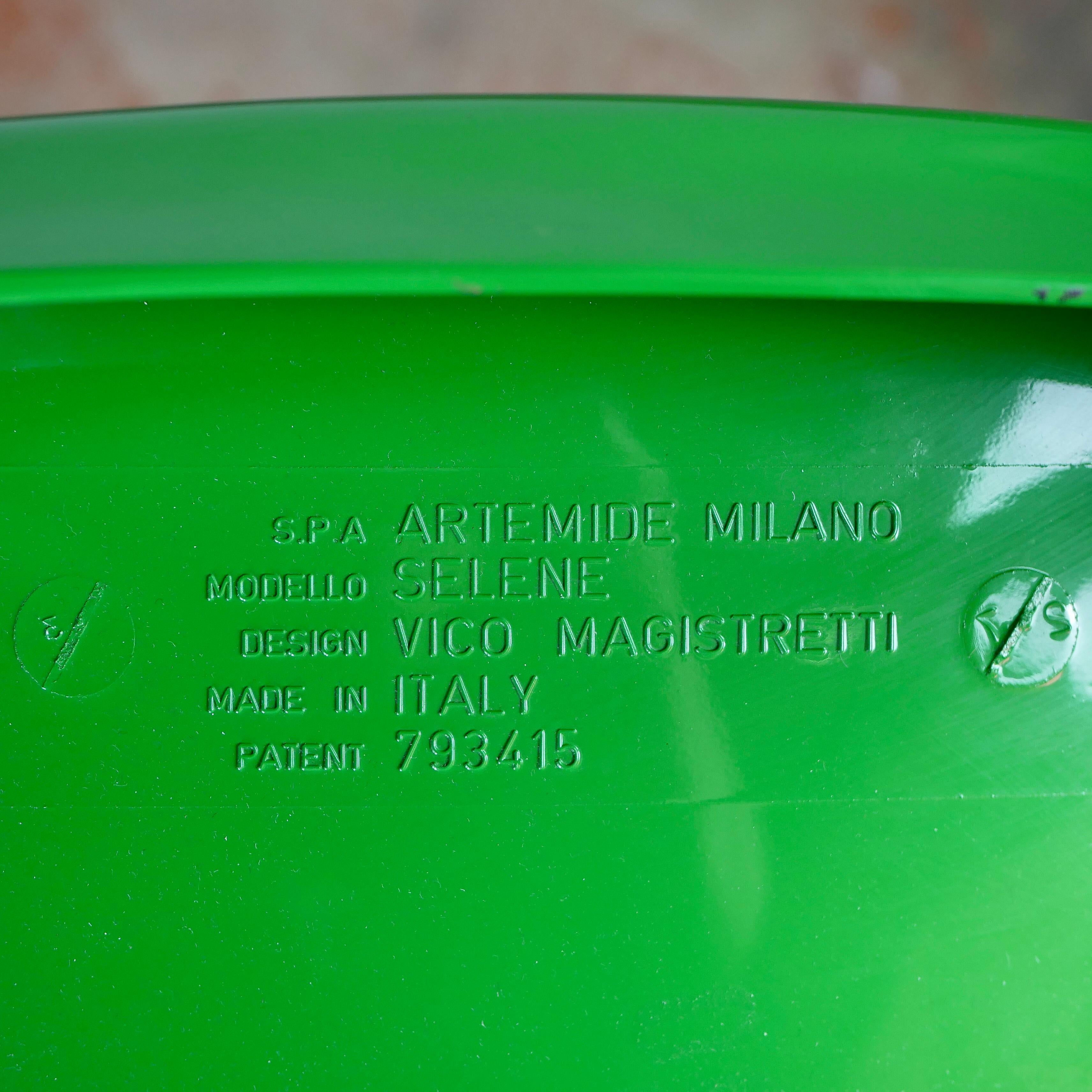 Set of 4 Selene Green Chairs by Vico Magistretti for Artemide 10