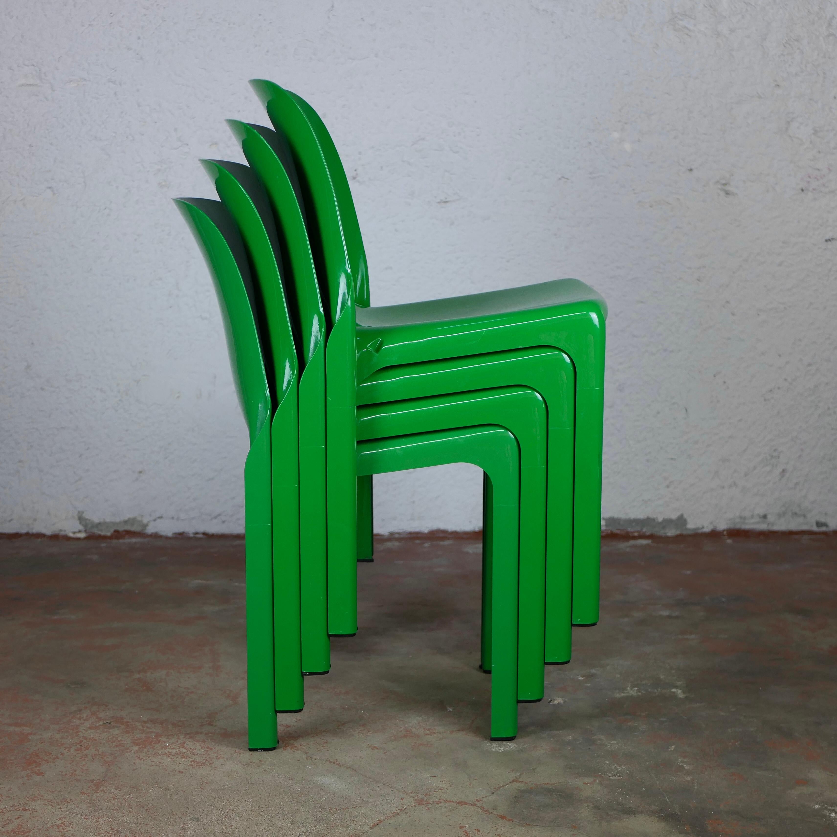 Late 20th Century Set of 4 Selene Green Chairs by Vico Magistretti for Artemide
