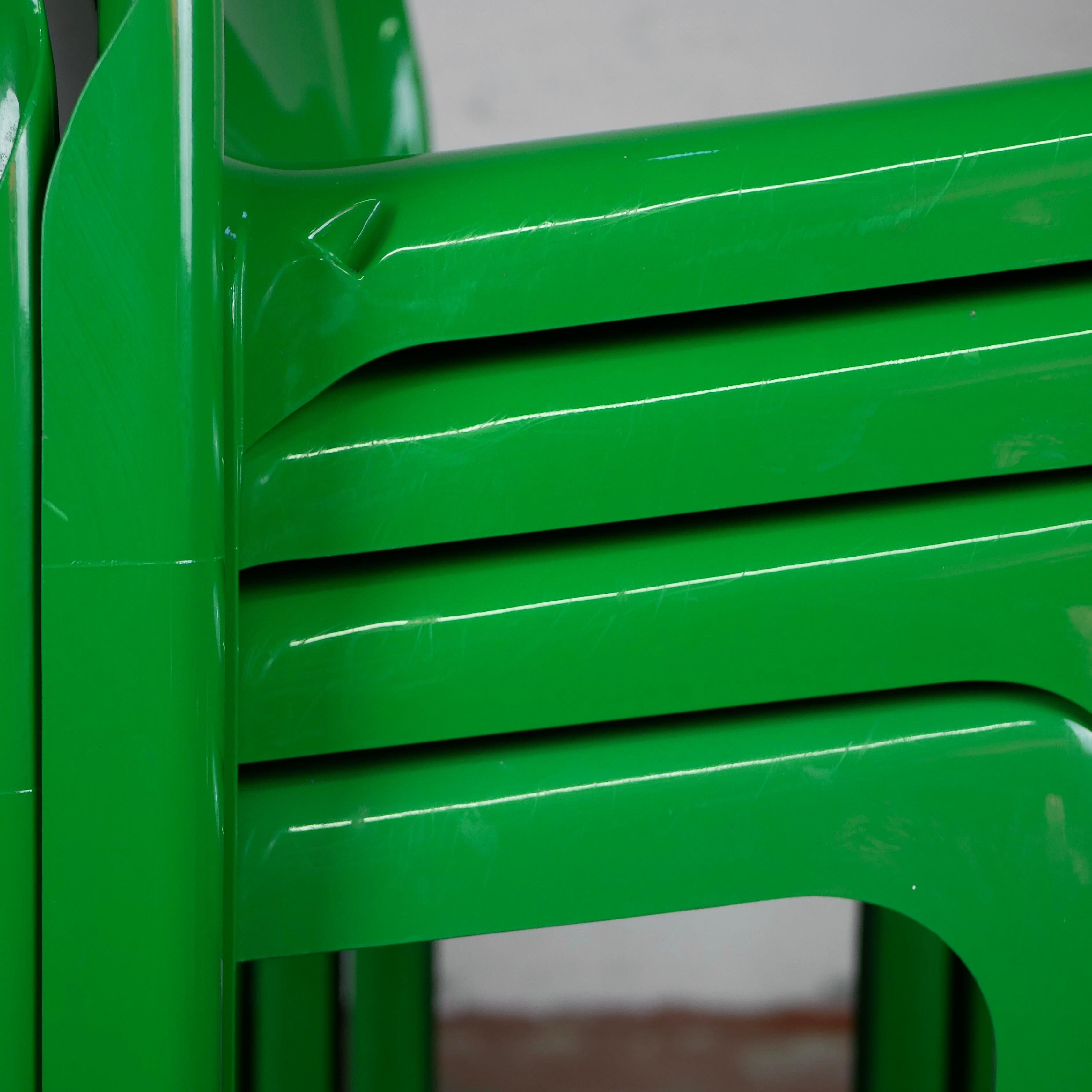 Set of 4 Selene Green Chairs by Vico Magistretti for Artemide 1