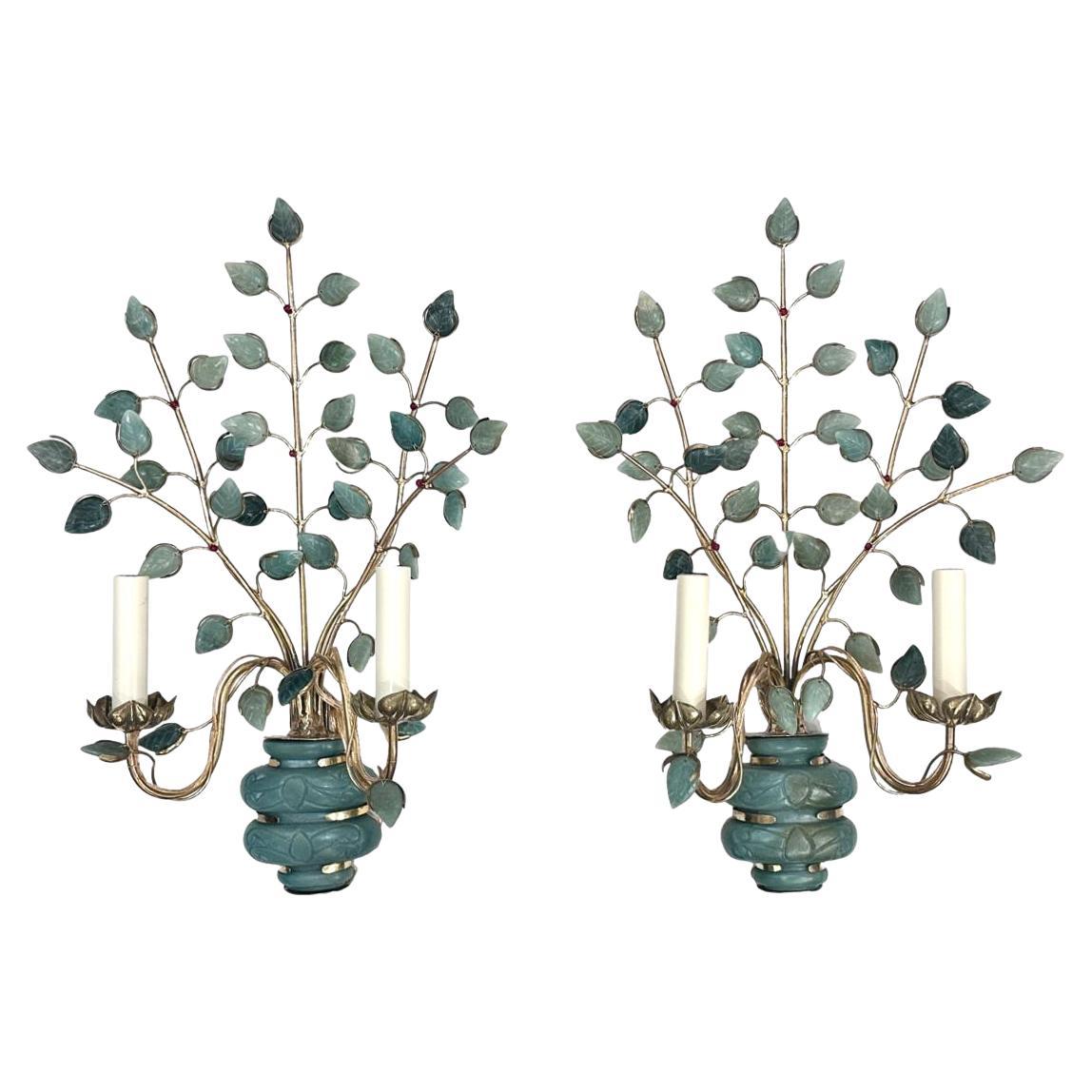 Set of 4 Semi Precious Stone Sconces, Sold per Pair