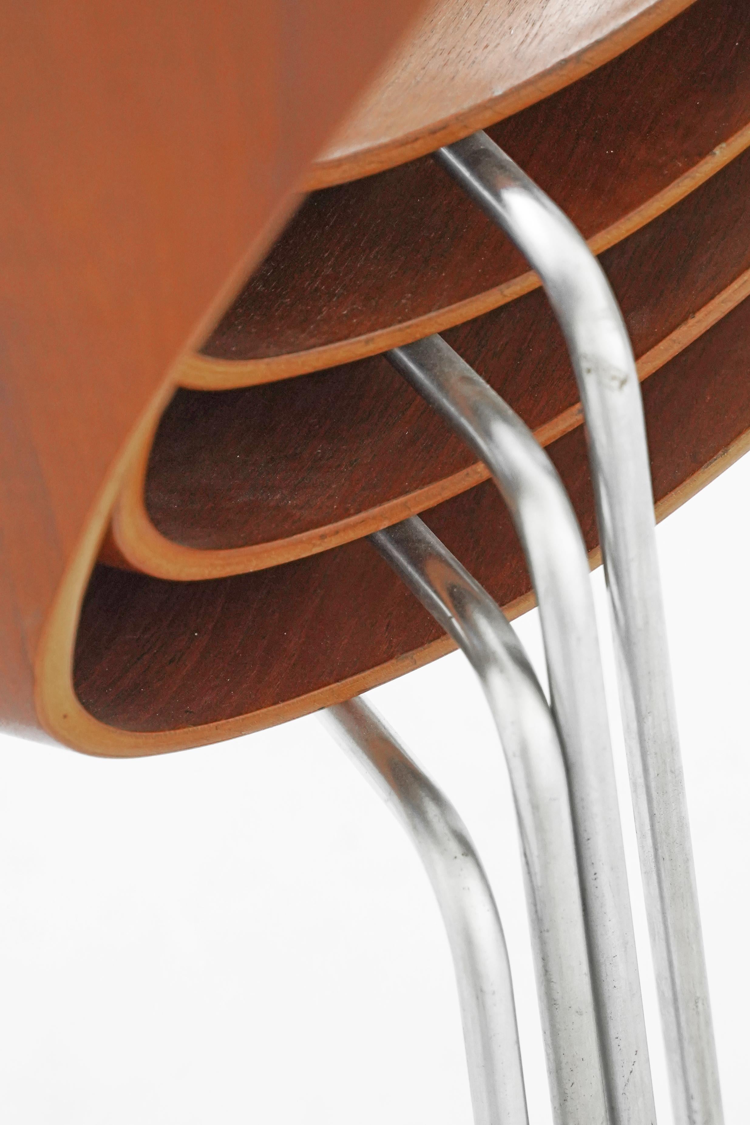 Set of 4 Series 7 Butterfly Chairs in Teak by Arne Jacobsen for Fritz Hansen 6