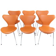 Set of 6 Seven Chairs, Model 3107, Designed by Arne Jacobsen