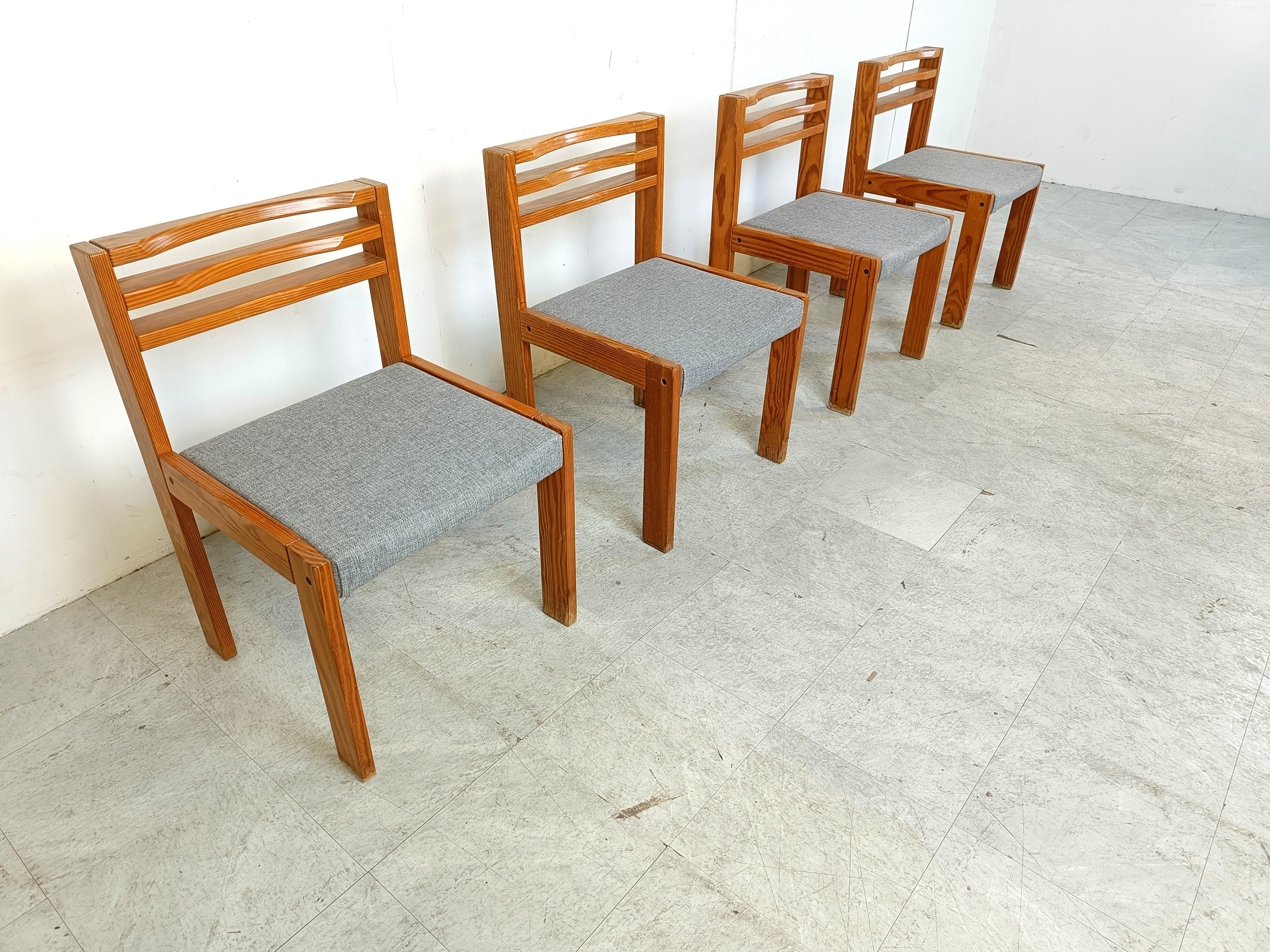 Pine Set of 4 SG 1200 dining chairs by Cees Braakman for Pastoe, 1970s  For Sale