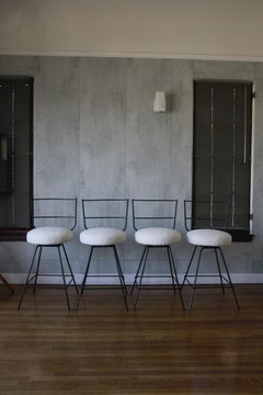 SET of 4 Shearling 'Tabouret' Swiveling Counter Stools by Understated Design