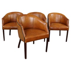 Set of 4 sheep leather design dining room chairs