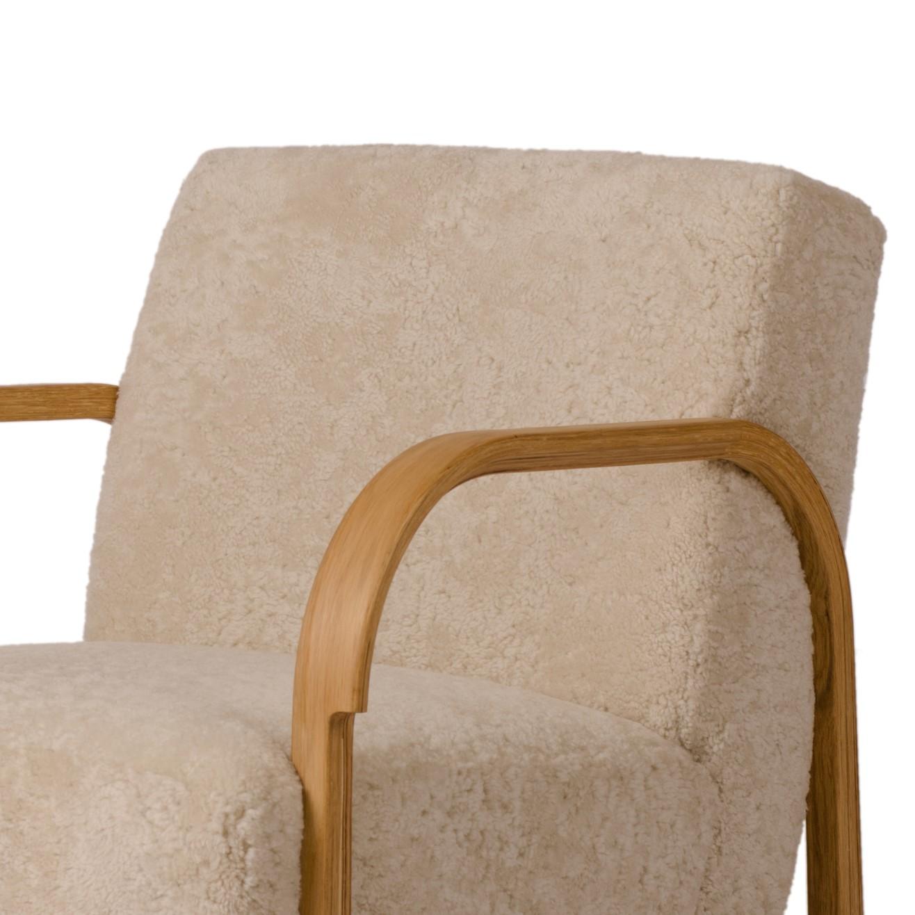 Danish Set of 4 Sheepskin ARCH Lounge Chairs by Mazo Design For Sale