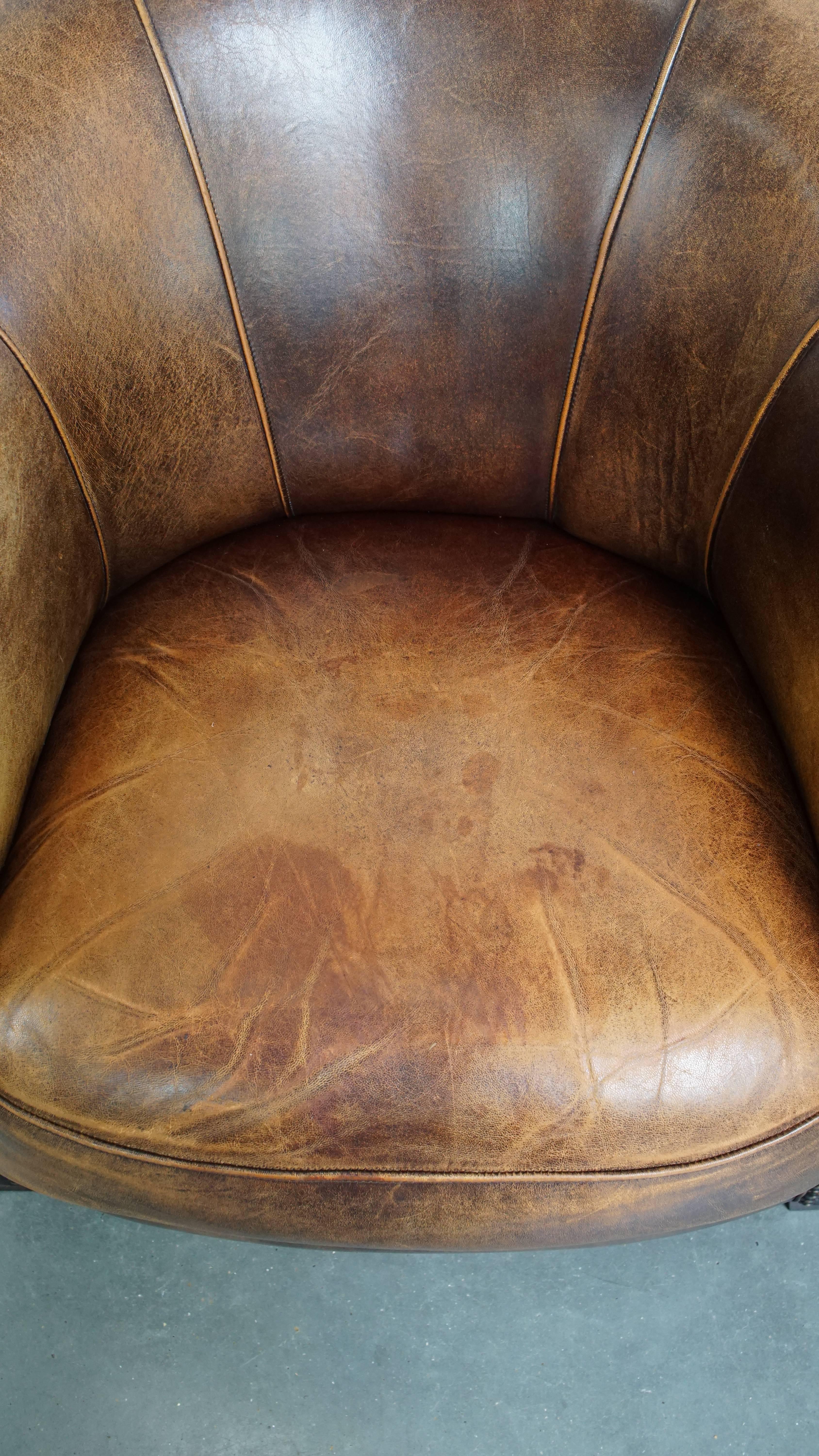 XXIe siècle et contemporain Ensemble de 4 fauteuils club en cuir de mouton en vente