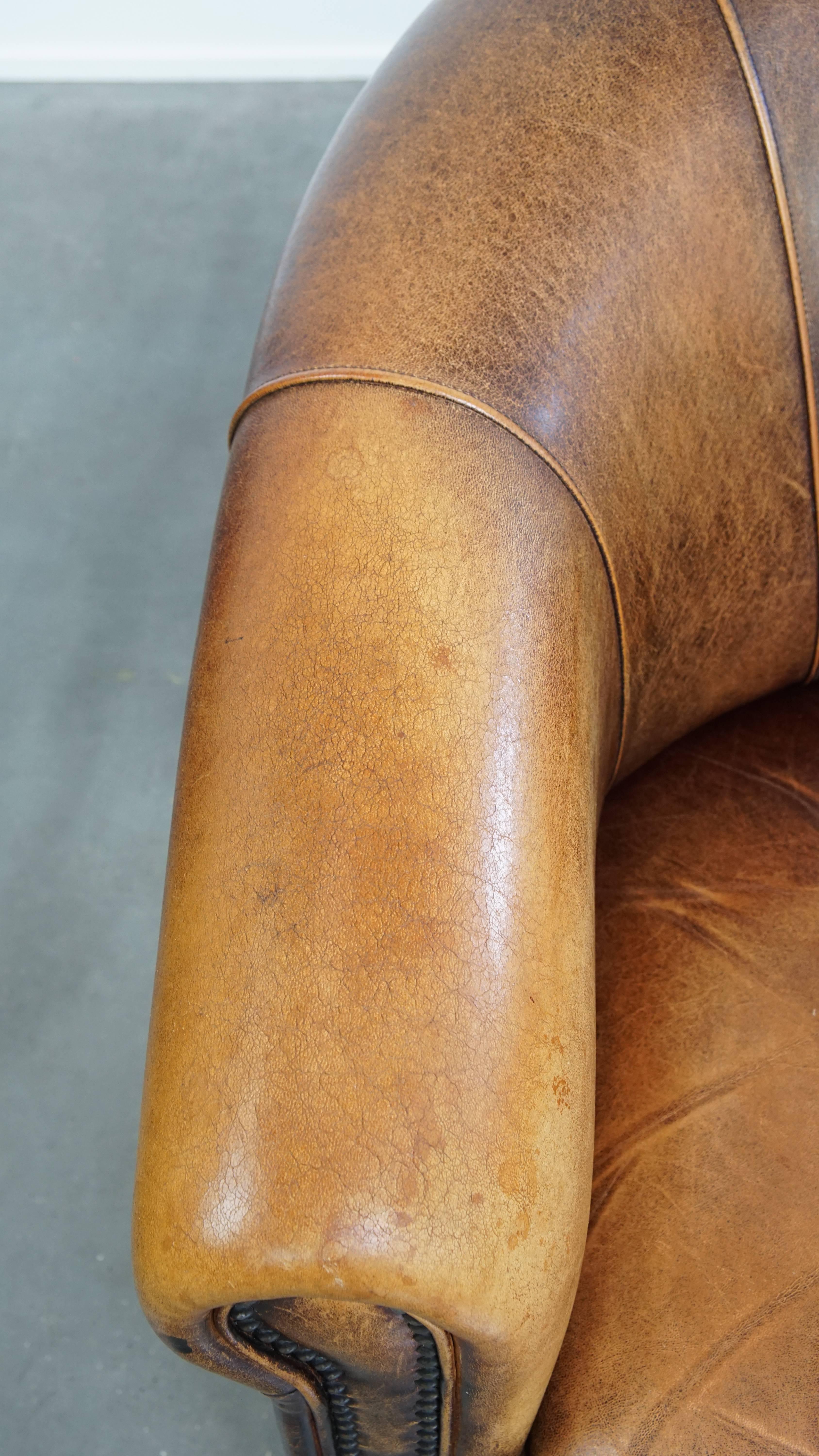 Ensemble de 4 fauteuils club en cuir de mouton en vente 1