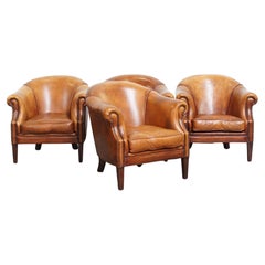 Juego de 4 sillones Club de piel de oveja