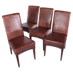 Set of 4 Sheepskin Leather Dining Table Chairs, 1970s