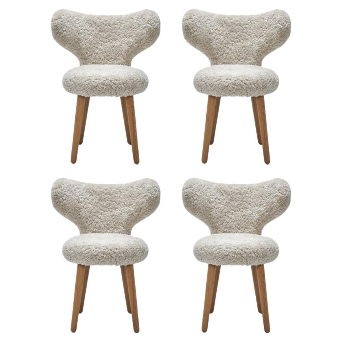 Set of 4 Sheepskin WNG Chairs by Mazo Design
