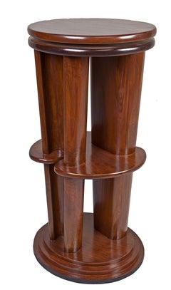 Set of 4 Ship's Salon Teak-Wood Swivel Bar Stools, 1980s