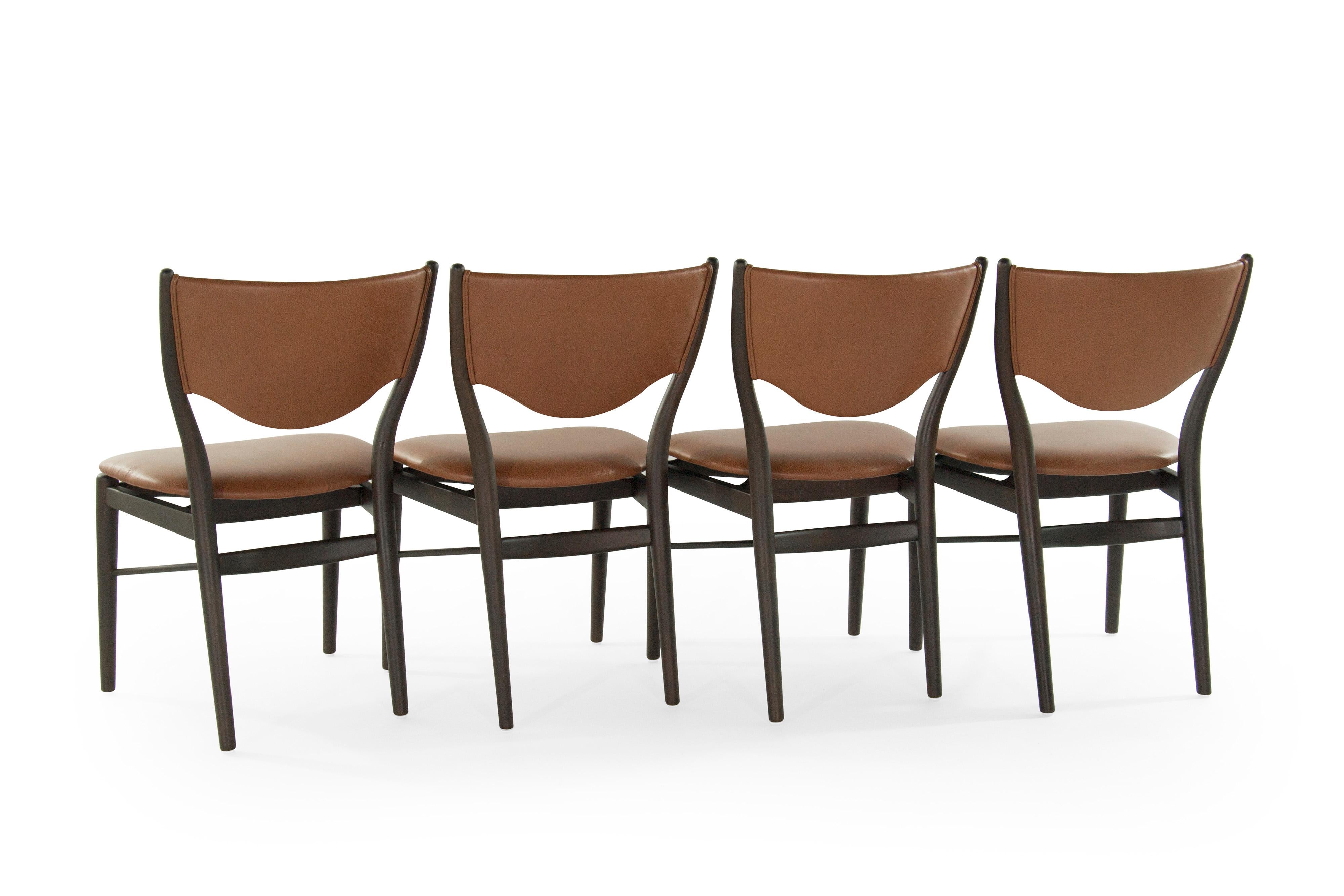 Scandinavian Modern Set of 4 Side Chairs by Finn Juhl for Bovirke Model BO-63, 1952