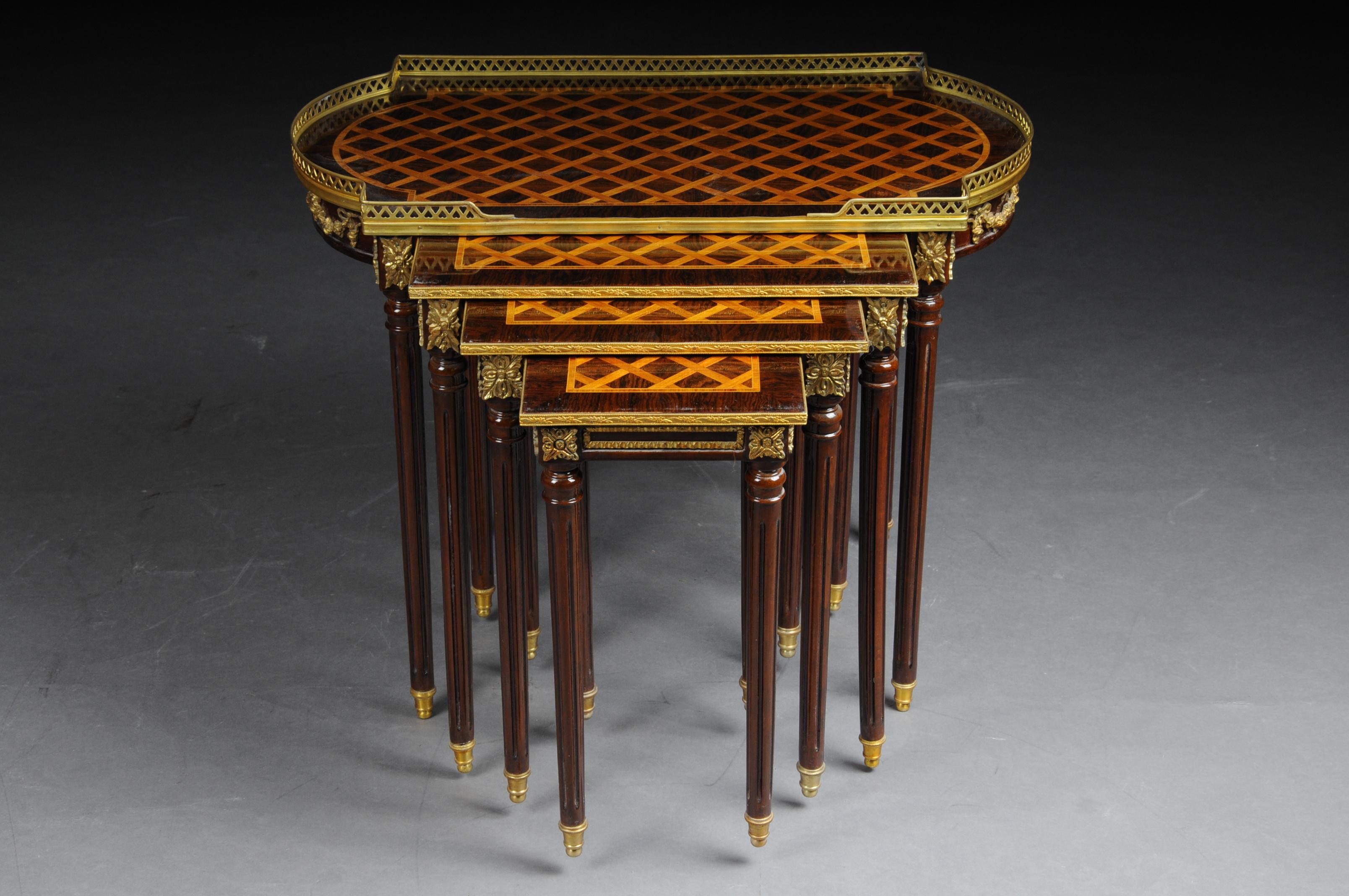 Set of 4 Side Tables Louis Seize XVI m. Marquetry Veneer For Sale 4